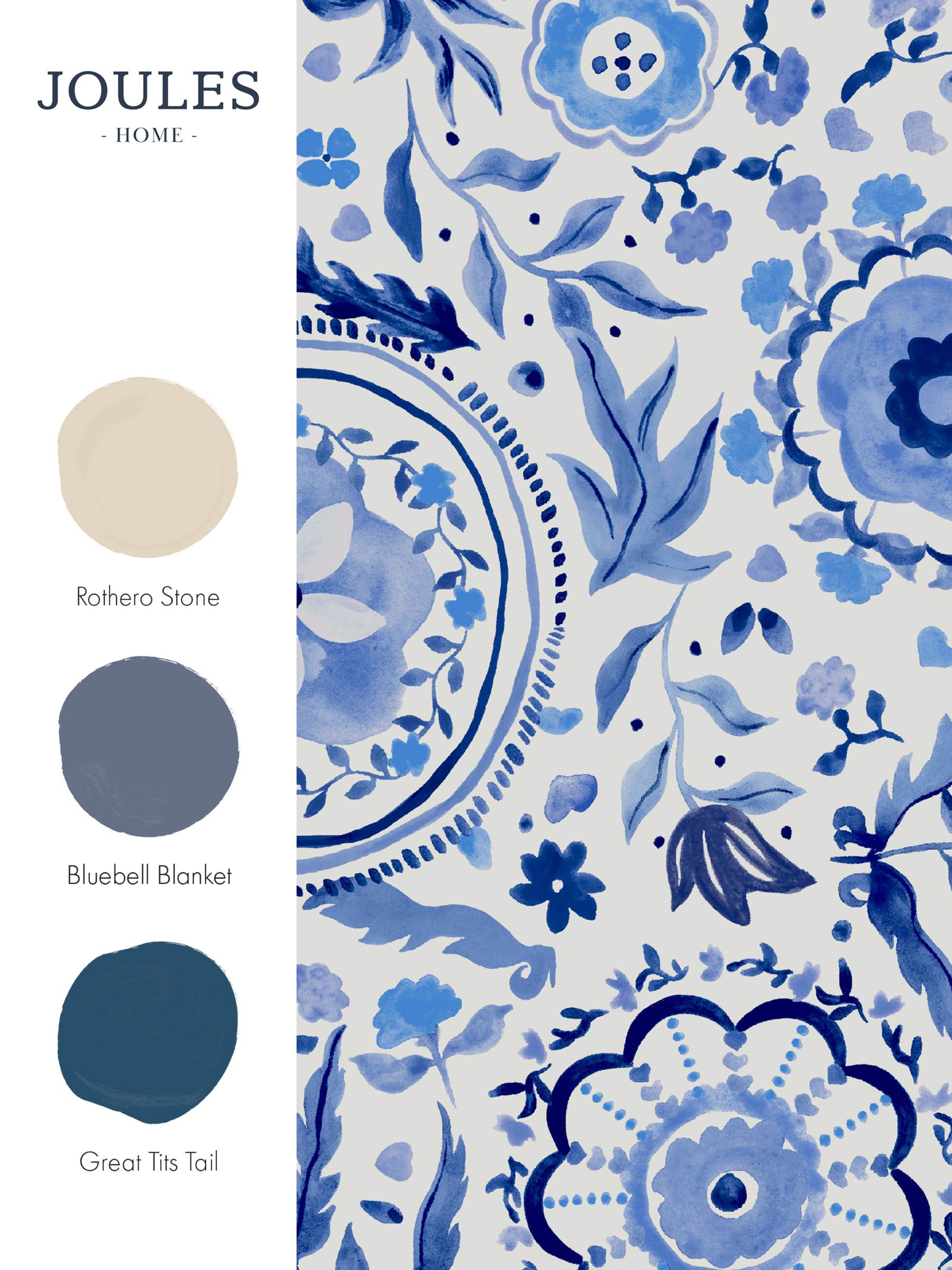 Blue Festival Flowers Wallpaper Sample - Image 3 of 3