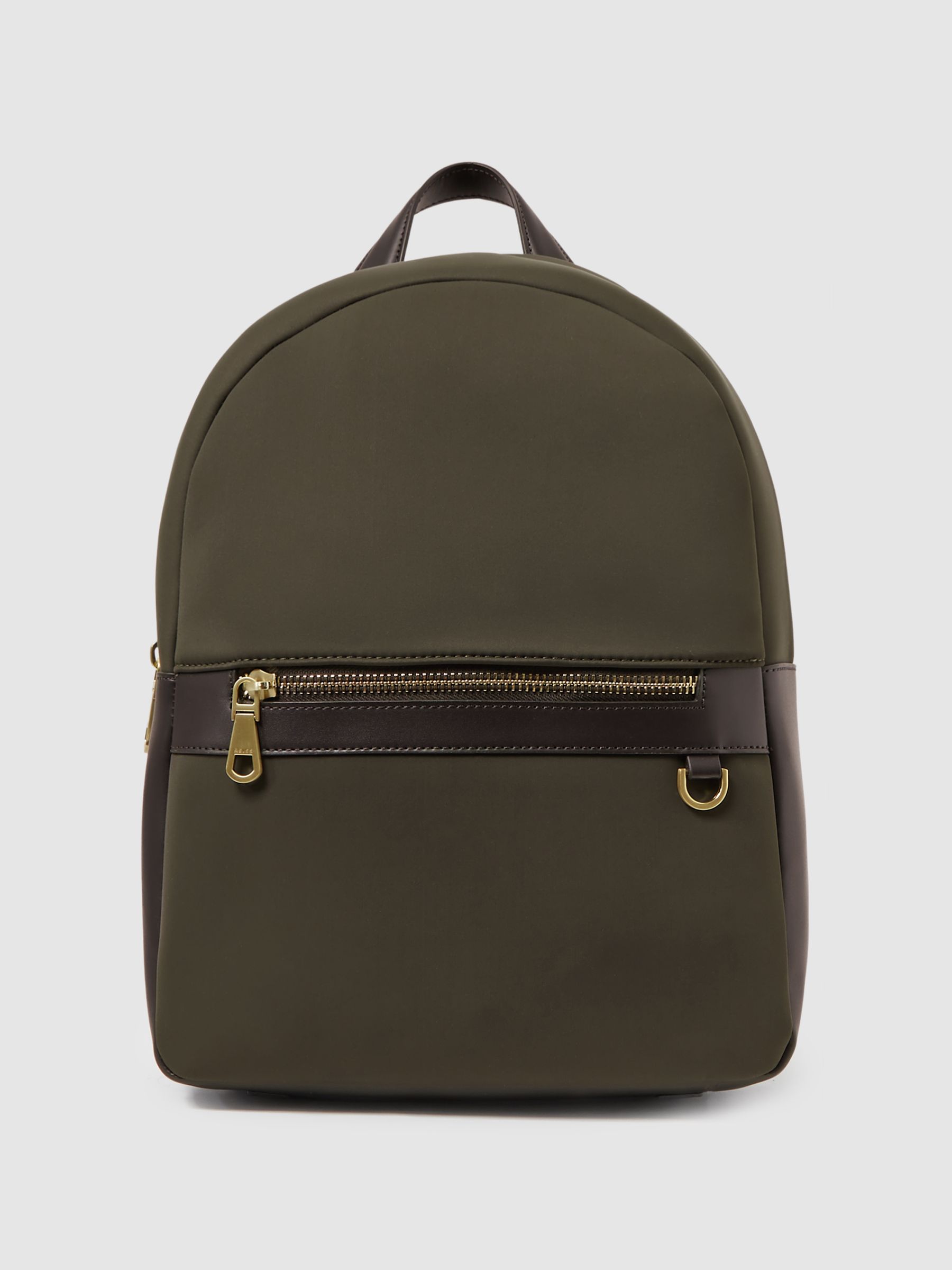 Neoprene Zipped Backpack in Khaki - Image 1 of 5