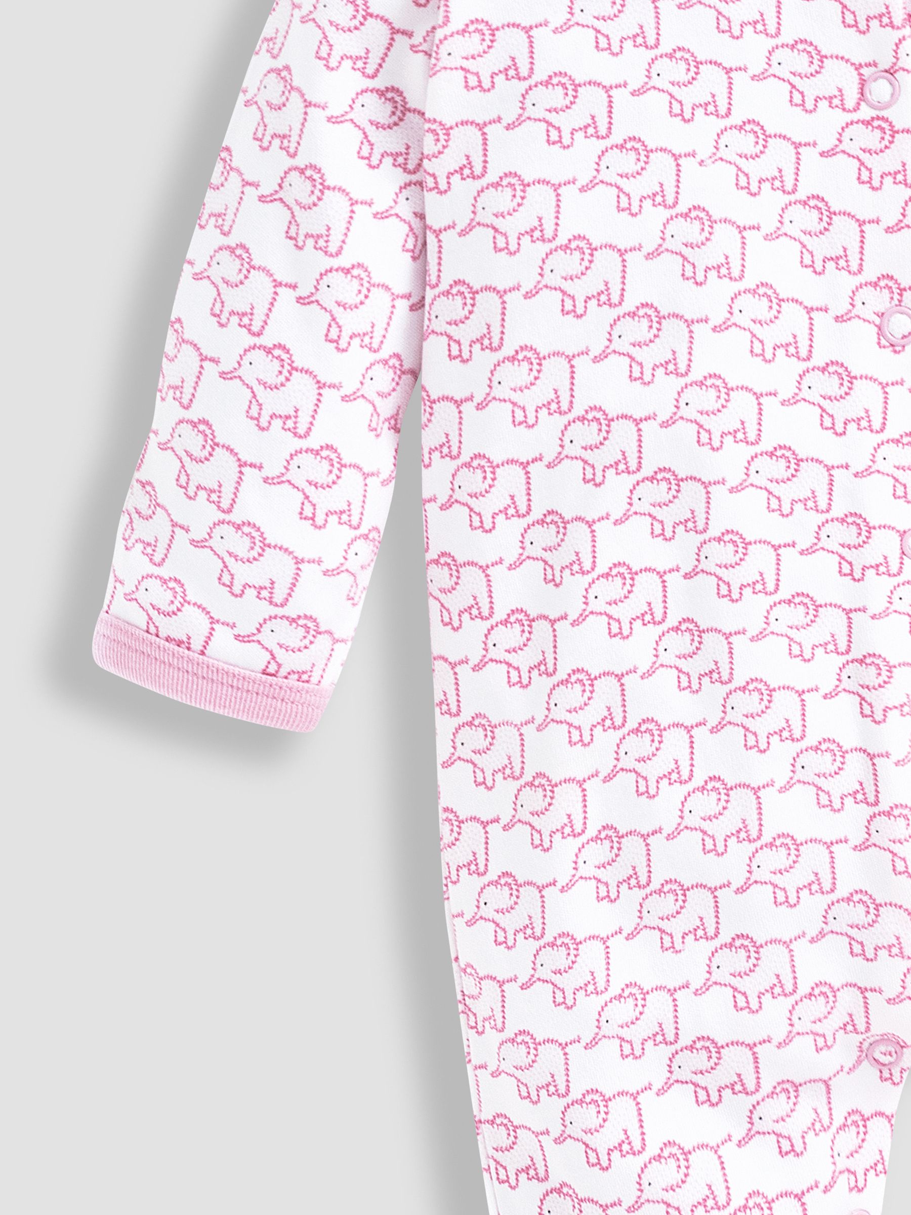 Pink Personalised Little Elephants Cotton Baby Sleepsuit - Image 2 of 2