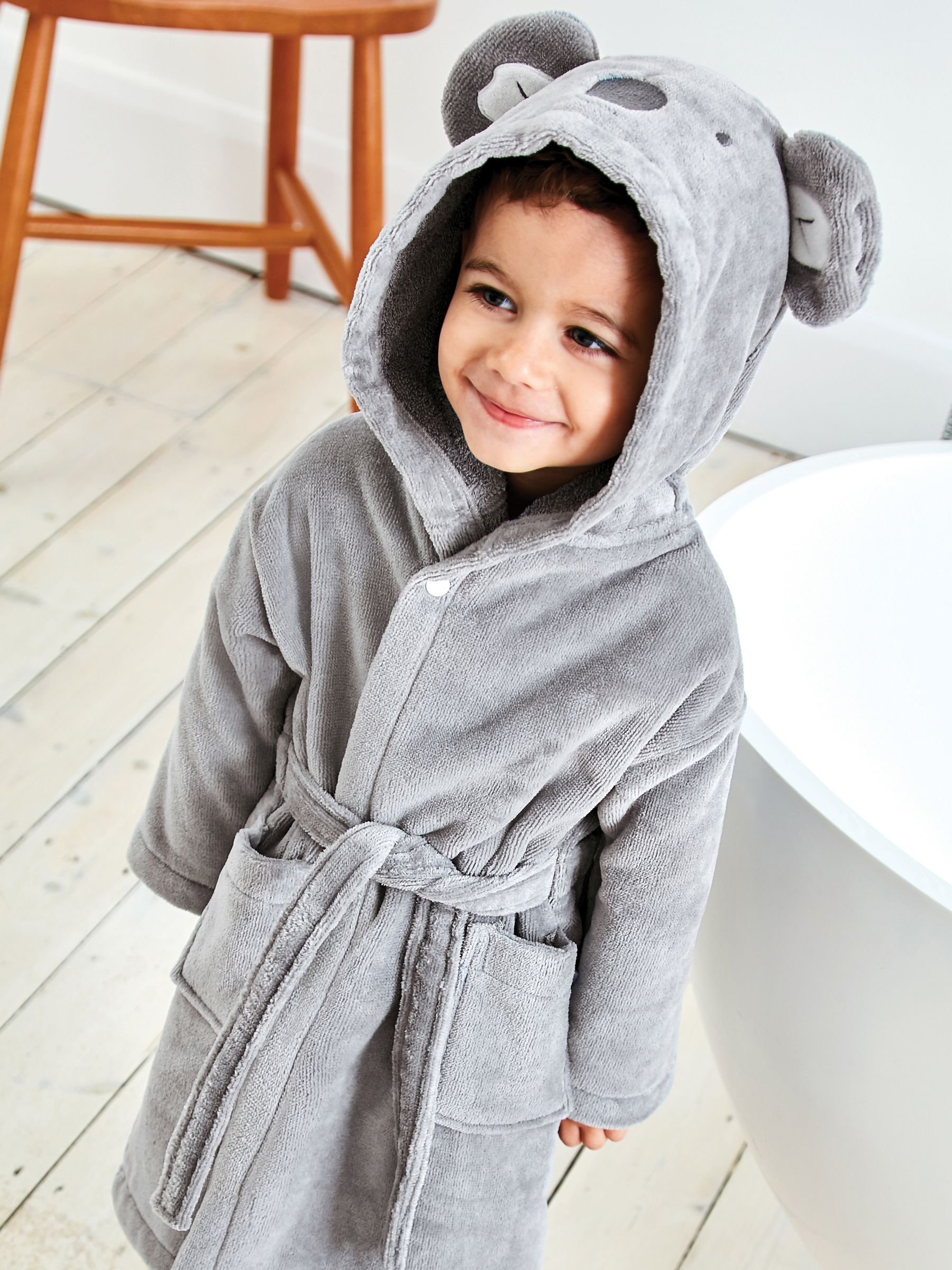 Personalised Koala Cotton Dressing Gown in Grey - Image 2 of 4
