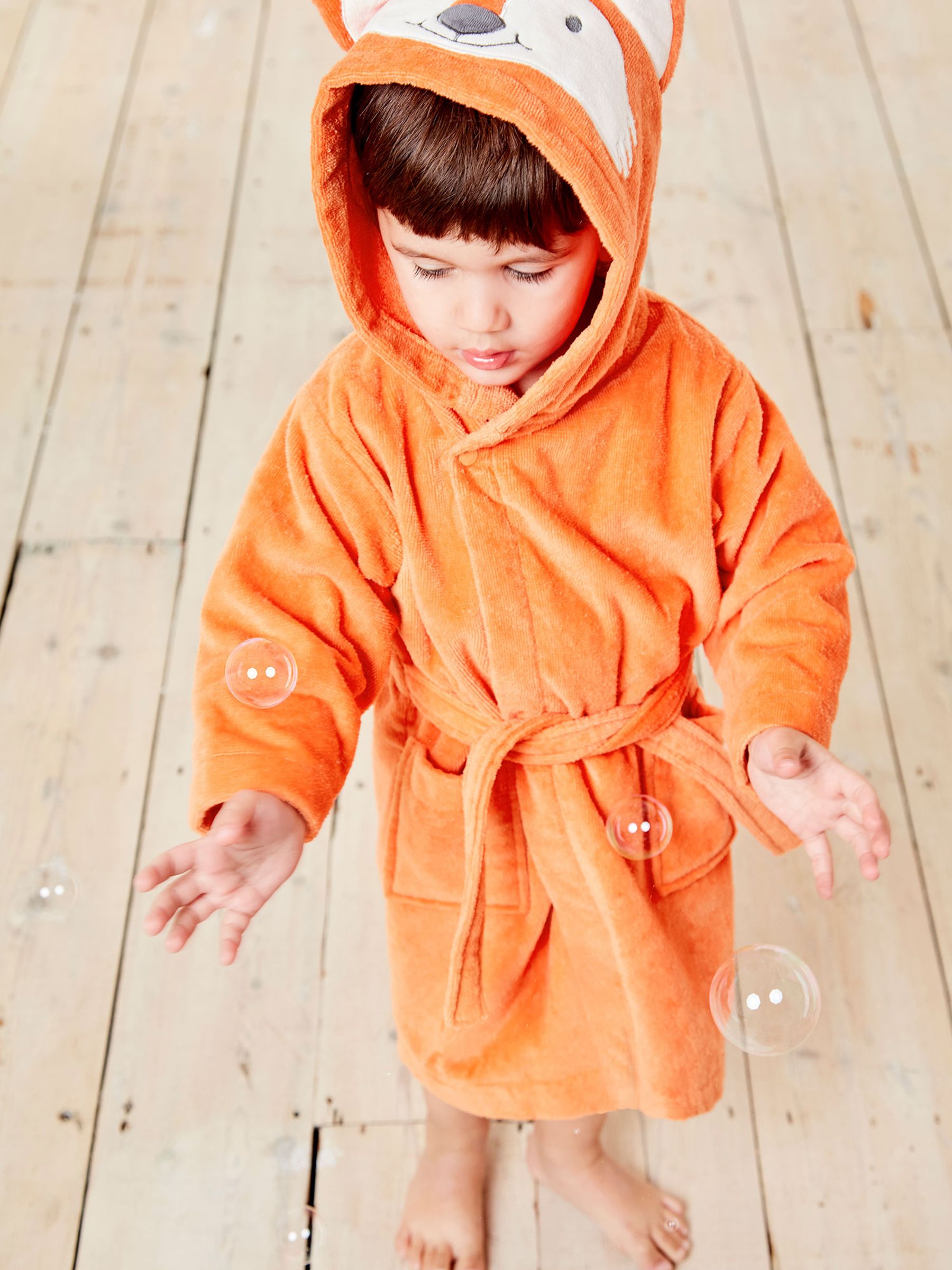 Rust Personalised Fox Cotton Dressing Gown - Image 2 of 3