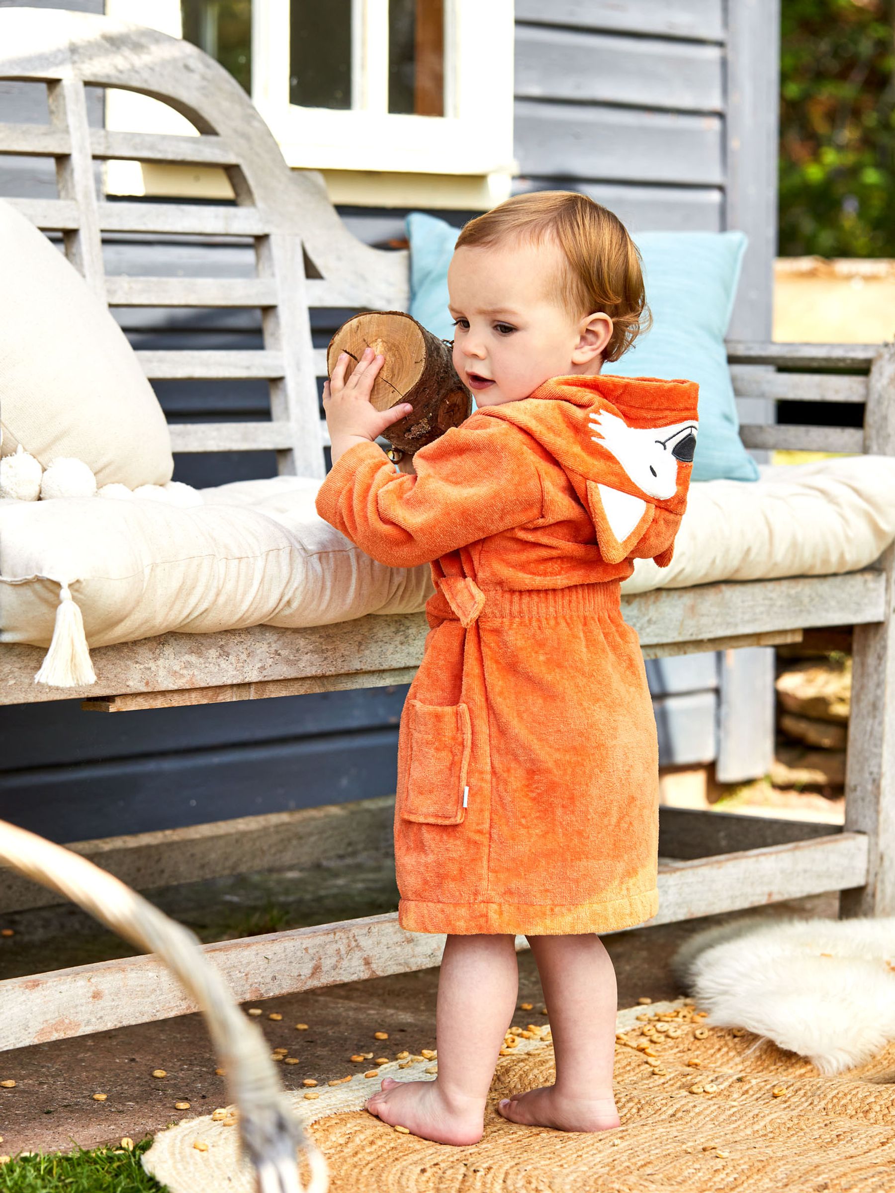 Rust Personalised Fox Cotton Dressing Gown - Image 3 of 3