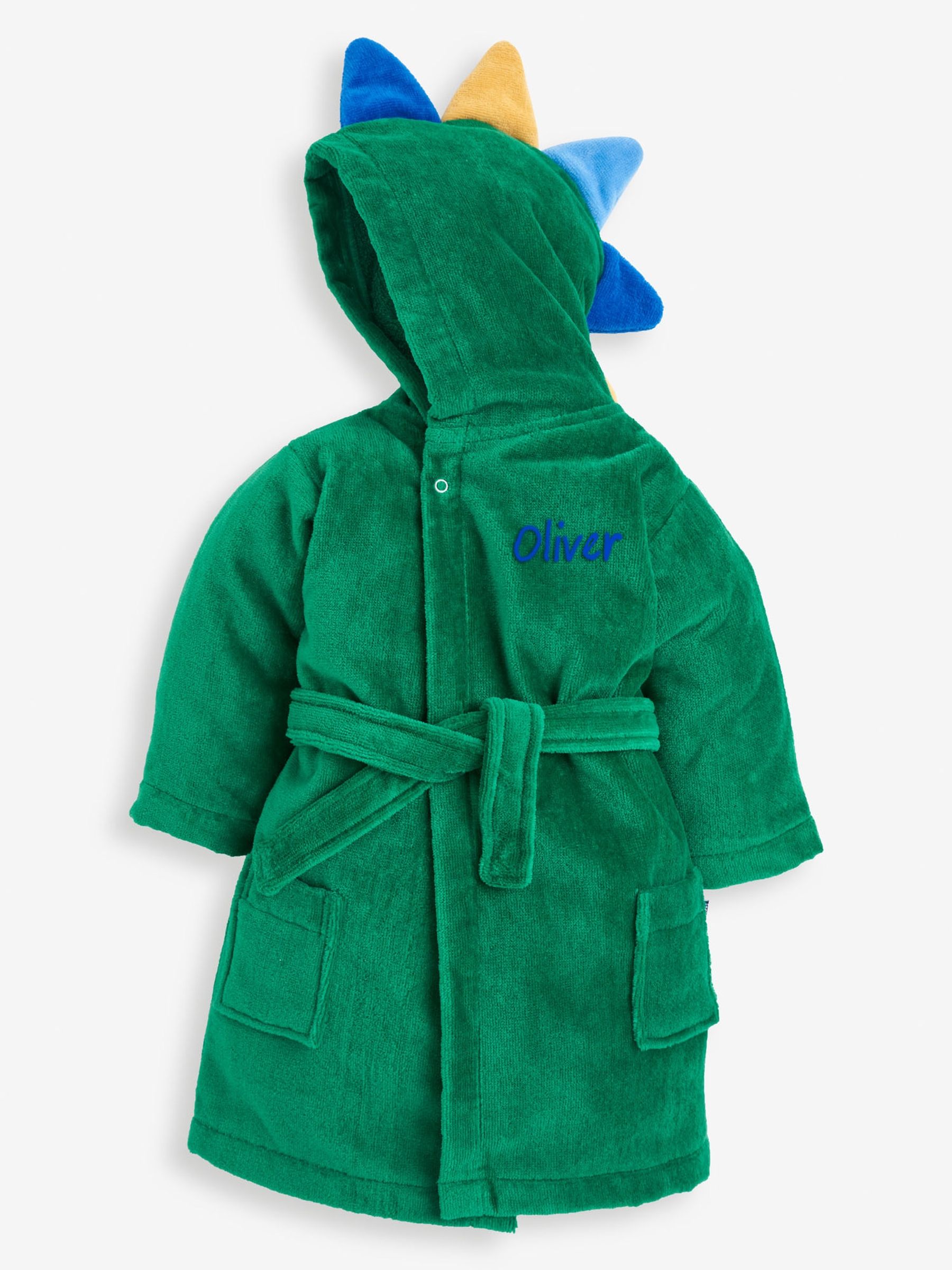 Green Personalised Dinosaur Cotton Dressing Gown - Image 3 of 4