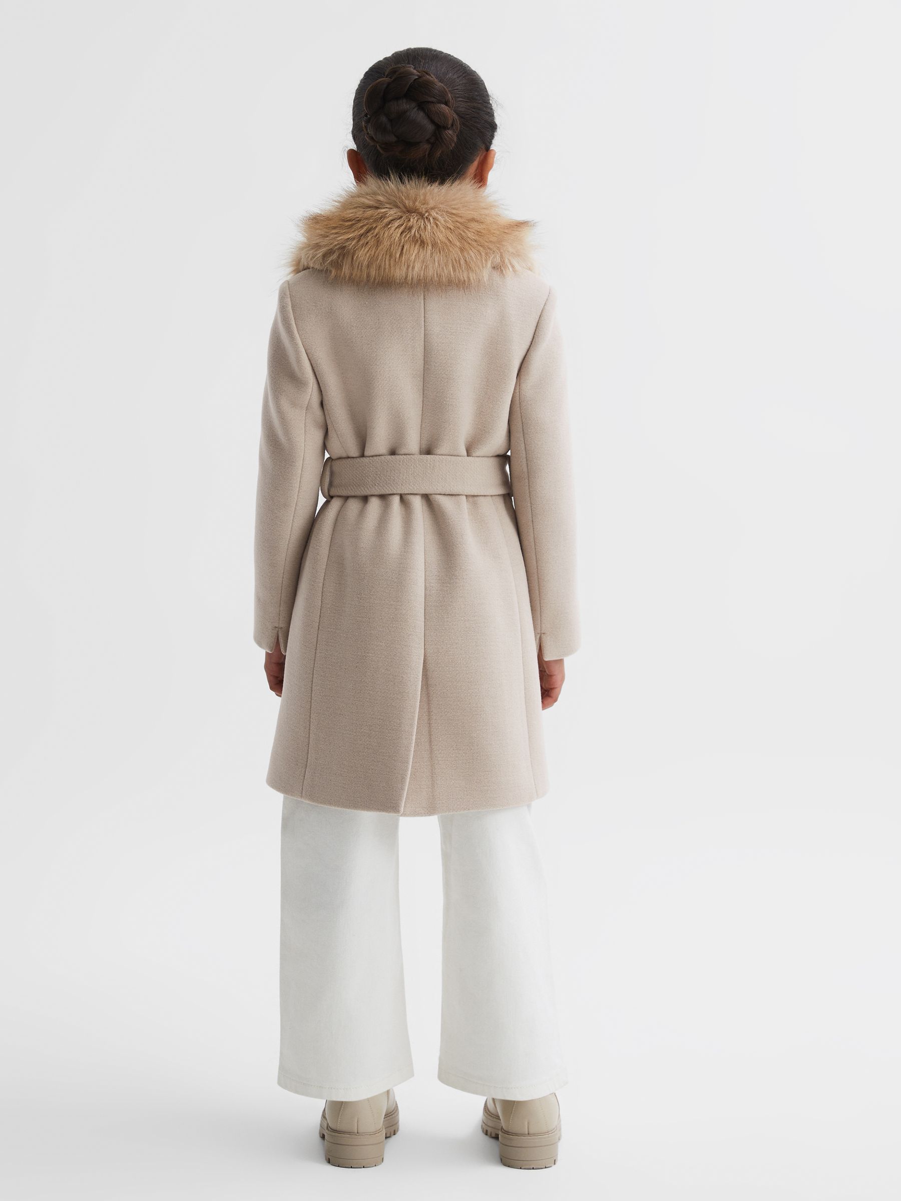 Senior Fur Collar Wool Coat in Oatmeal - Image 5 of 7