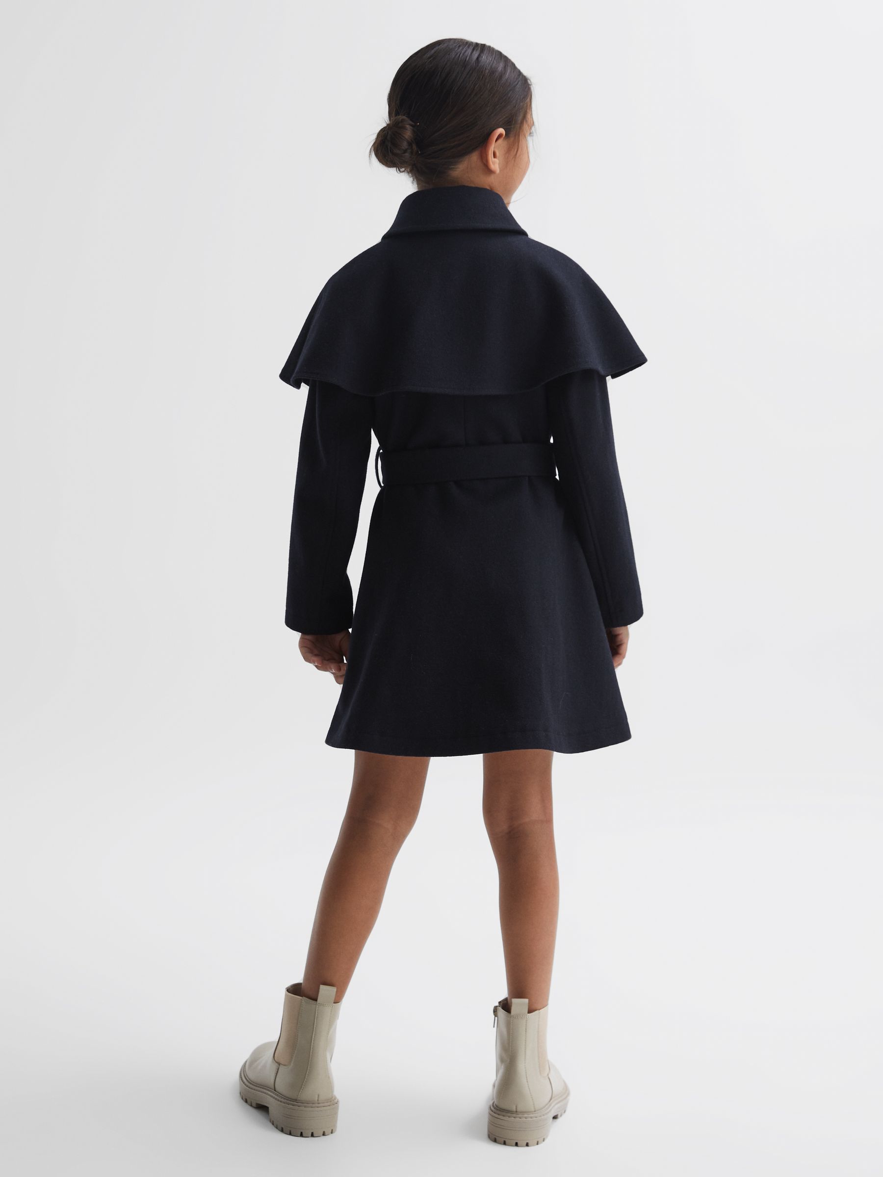 4-9 yrs Wool Shoulder Cape Coat in Navy - Image 5 of 6