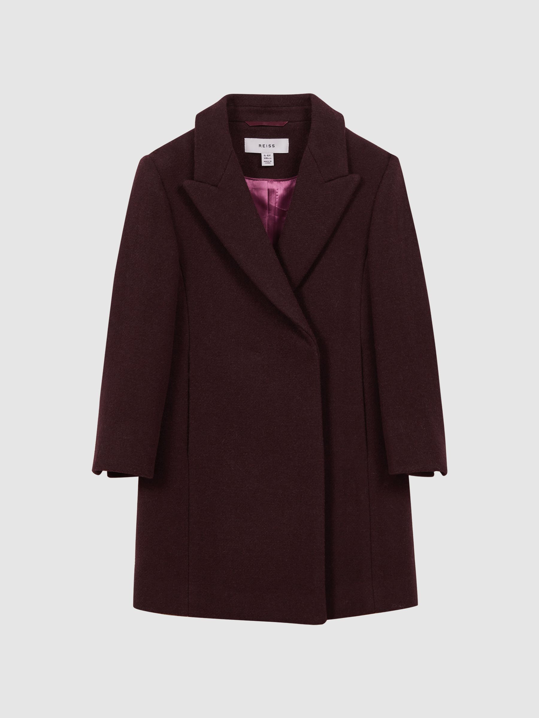 4-9 yrs Mid Length Wool Blend Coat in Berry - Image 2 of 6