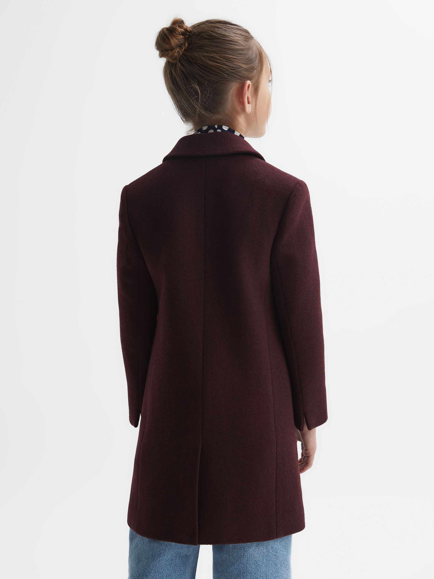 4-9 yrs Mid Length Wool Blend Coat in Berry - Image 5 of 6