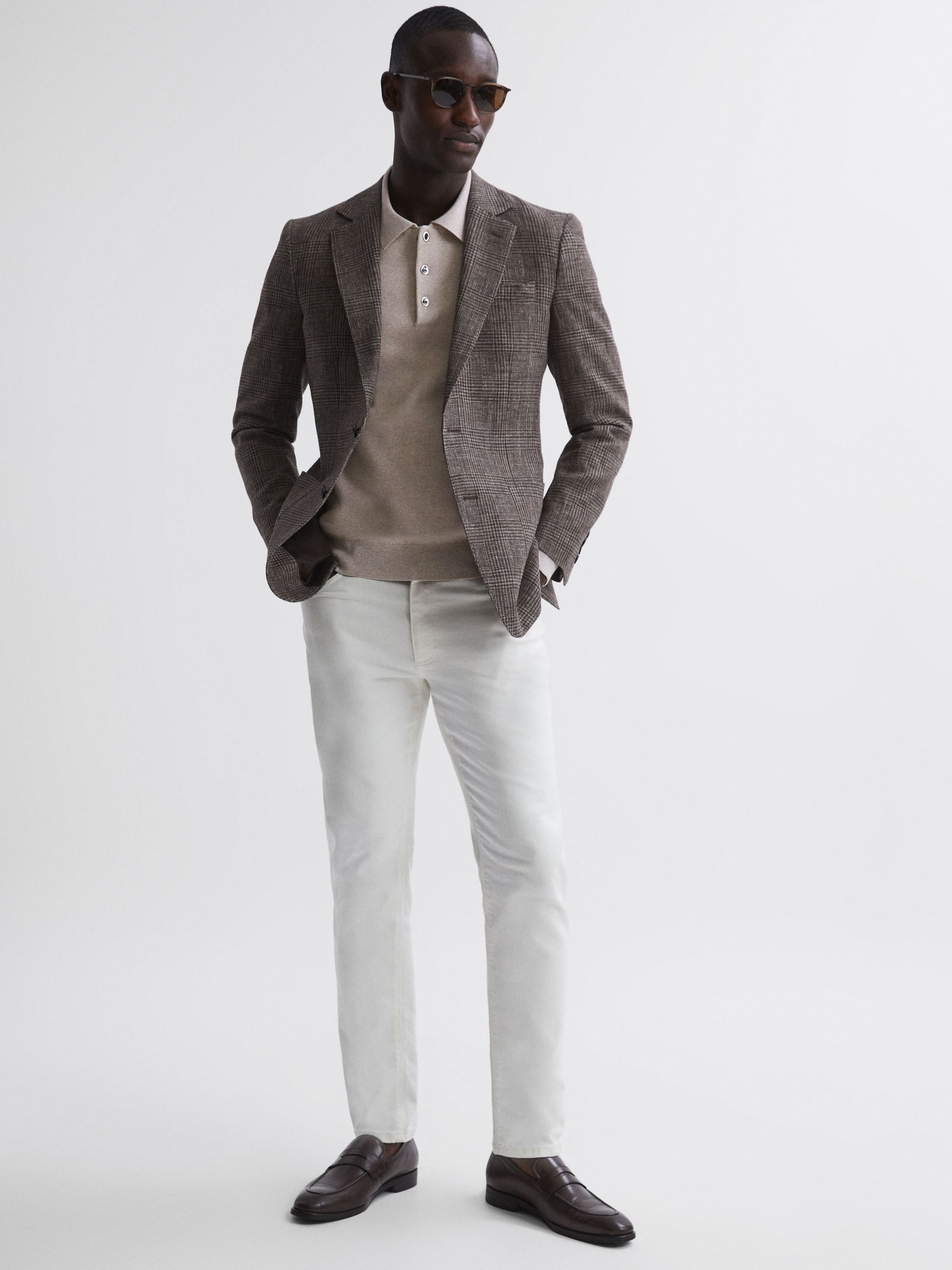 Long Sleeve Polo Shirt in Oatmeal Melange - Image 3 of 6