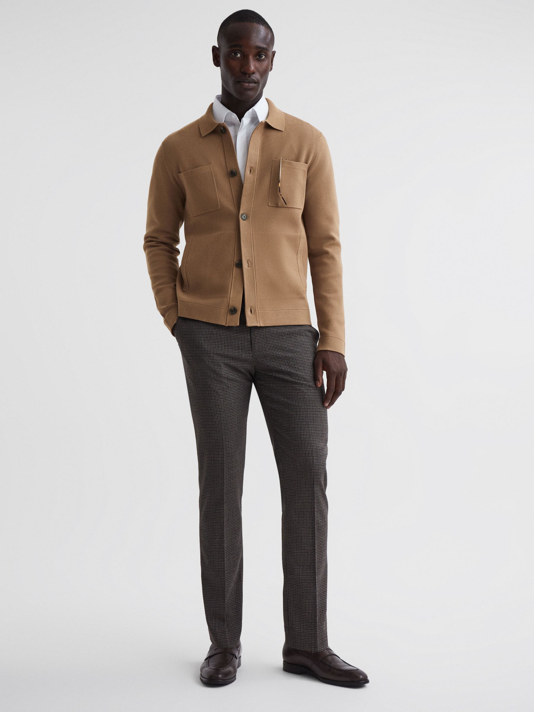 Long Sleeve Button-Through Cardigan in Camel - Image 3 of 5