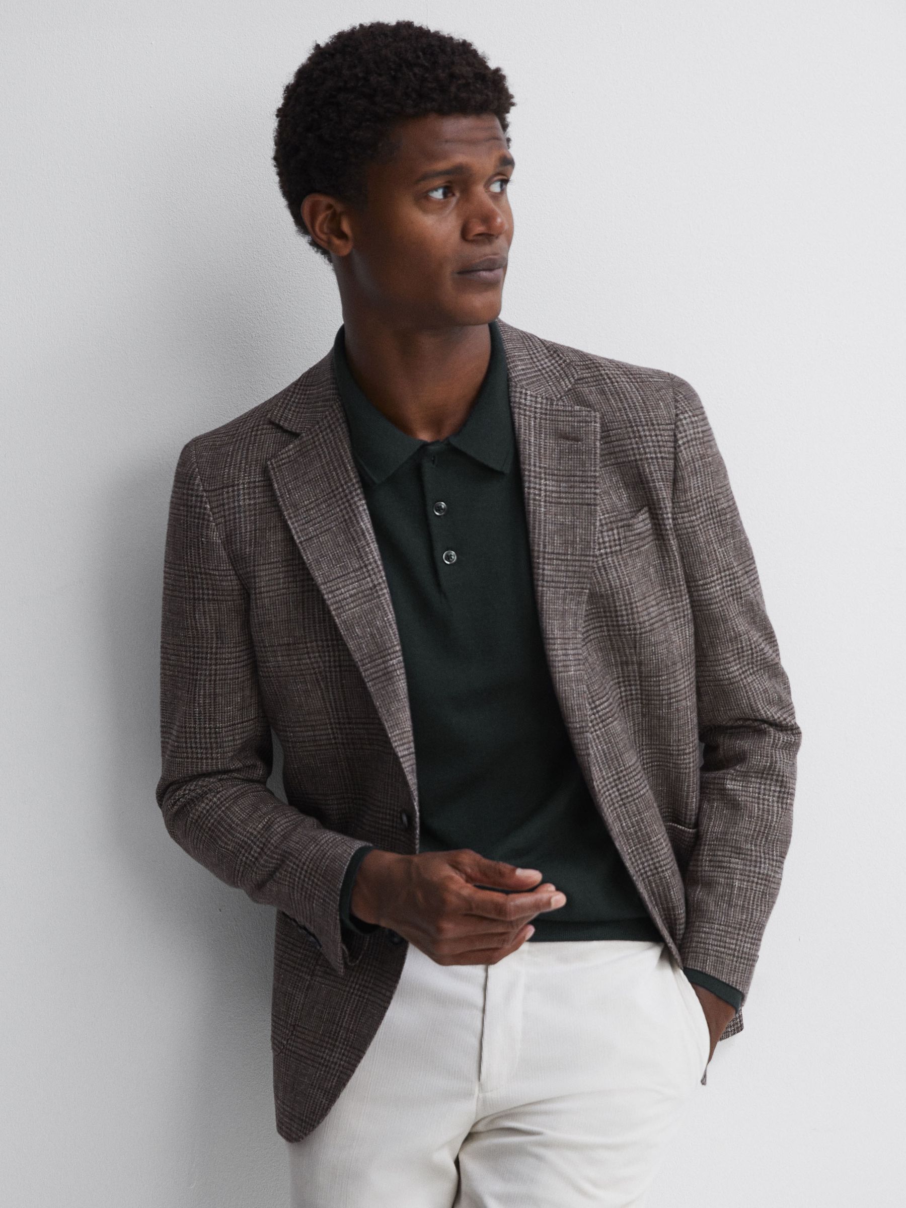 Merino Wool Polo Shirt in Forest - Image 3 of 4