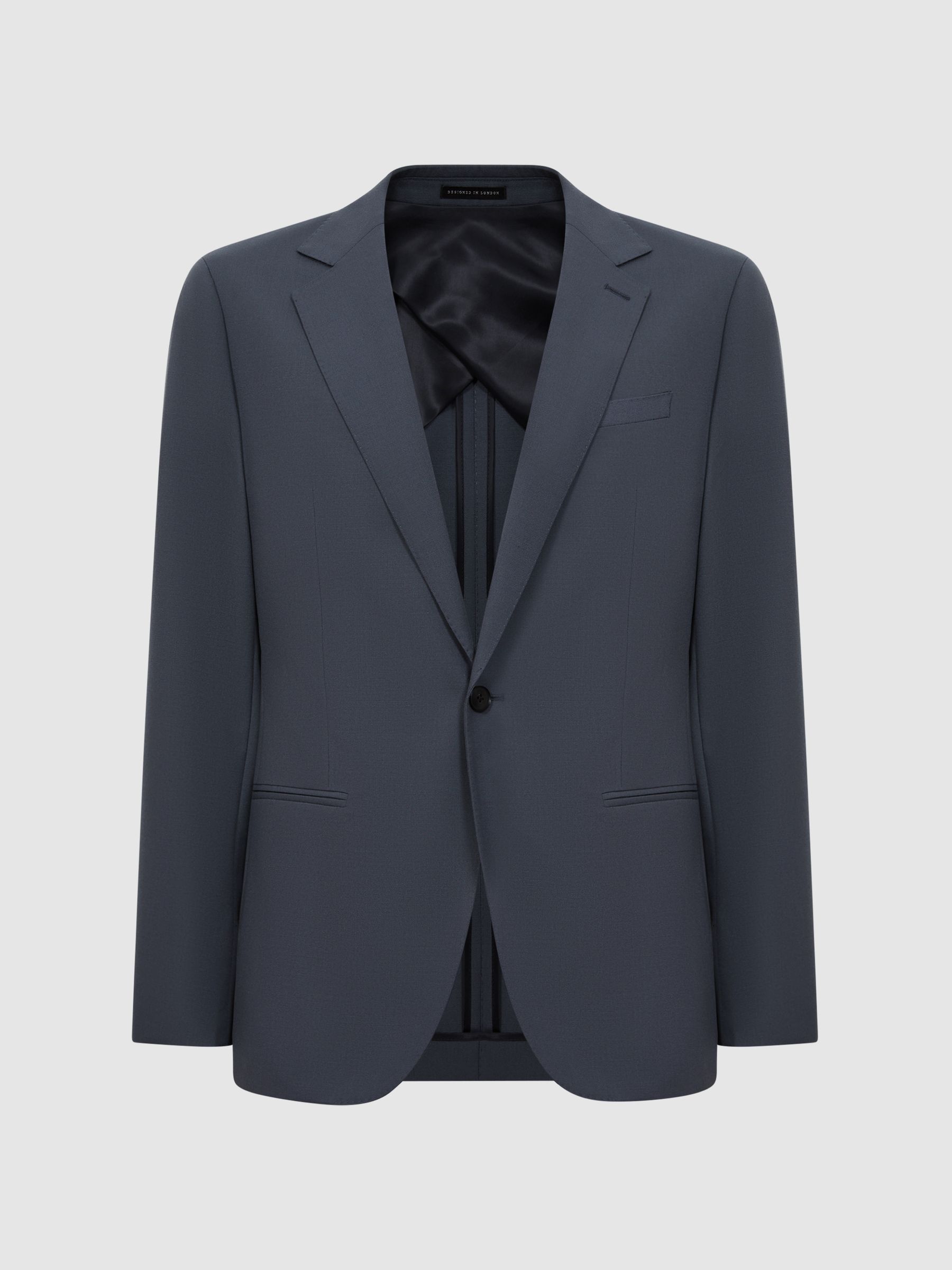 Fine Airforce Blue Modern Fit Single Breasted Wool Blazer - Image 2 of 6