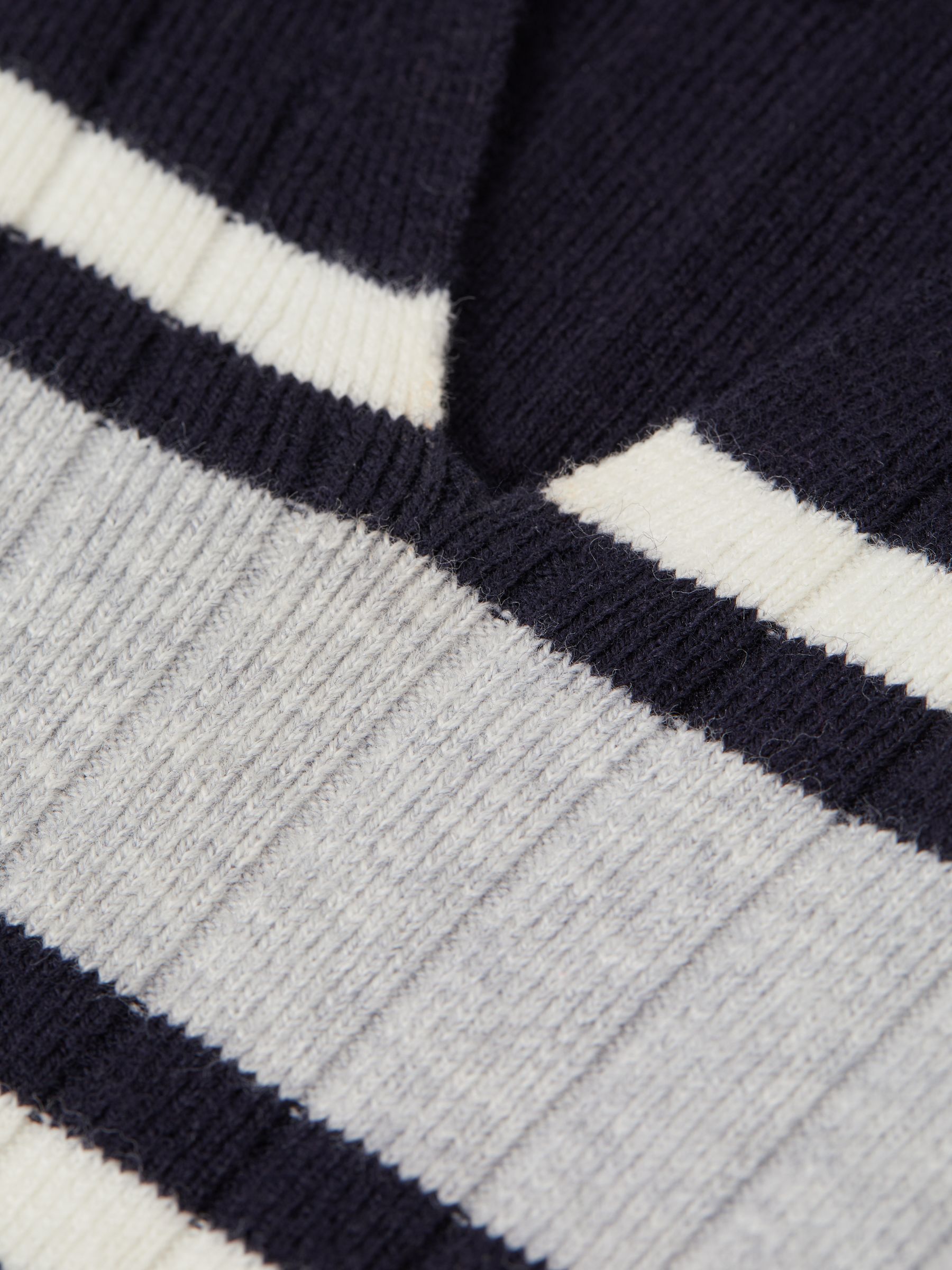 Ribbed Open Collar Shirt in Navy/White - Image 6 of 6