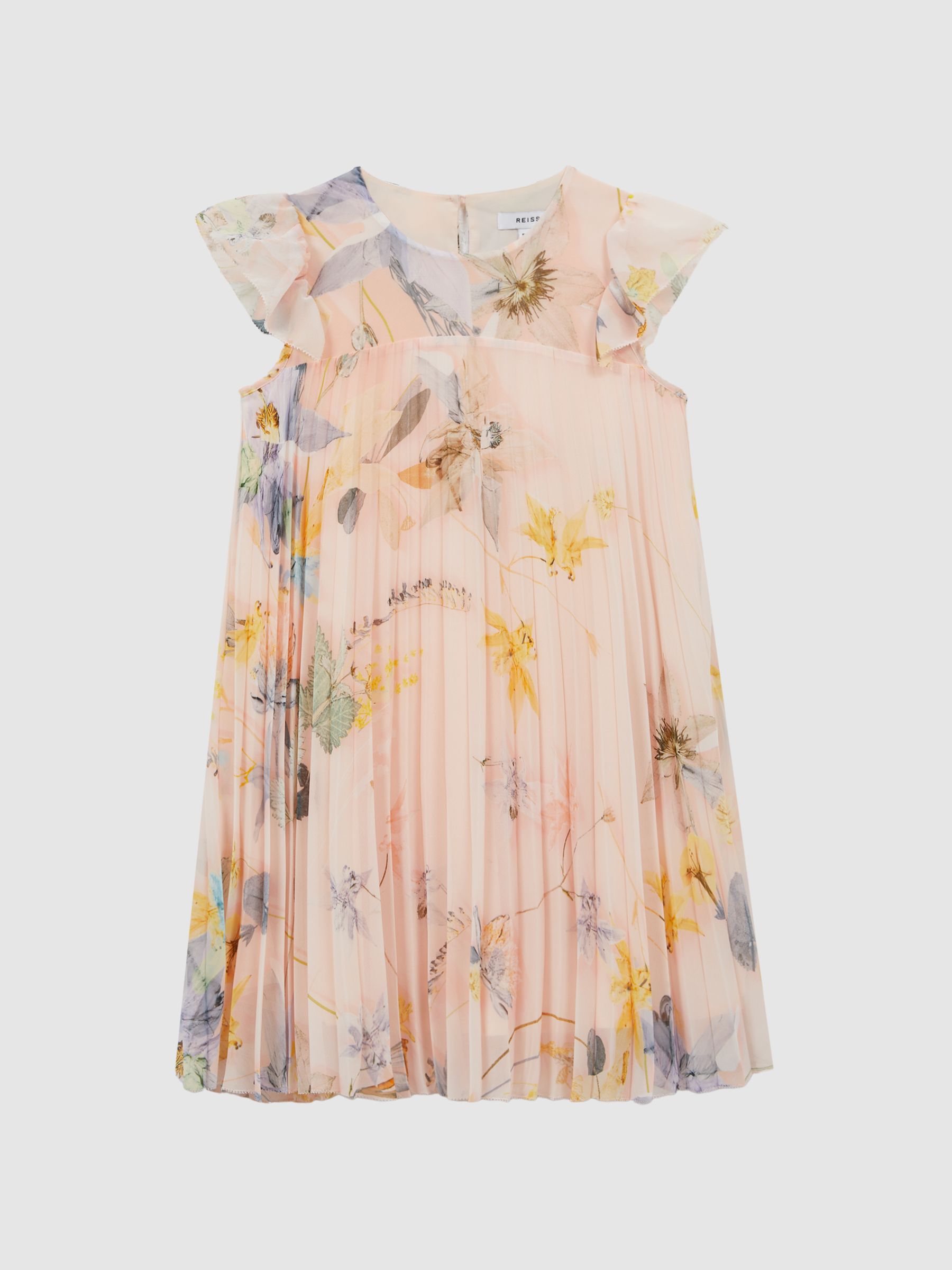 9-14 yrs Floral Pleated Cap Sleeve Dress in Pink - Image 2 of 6