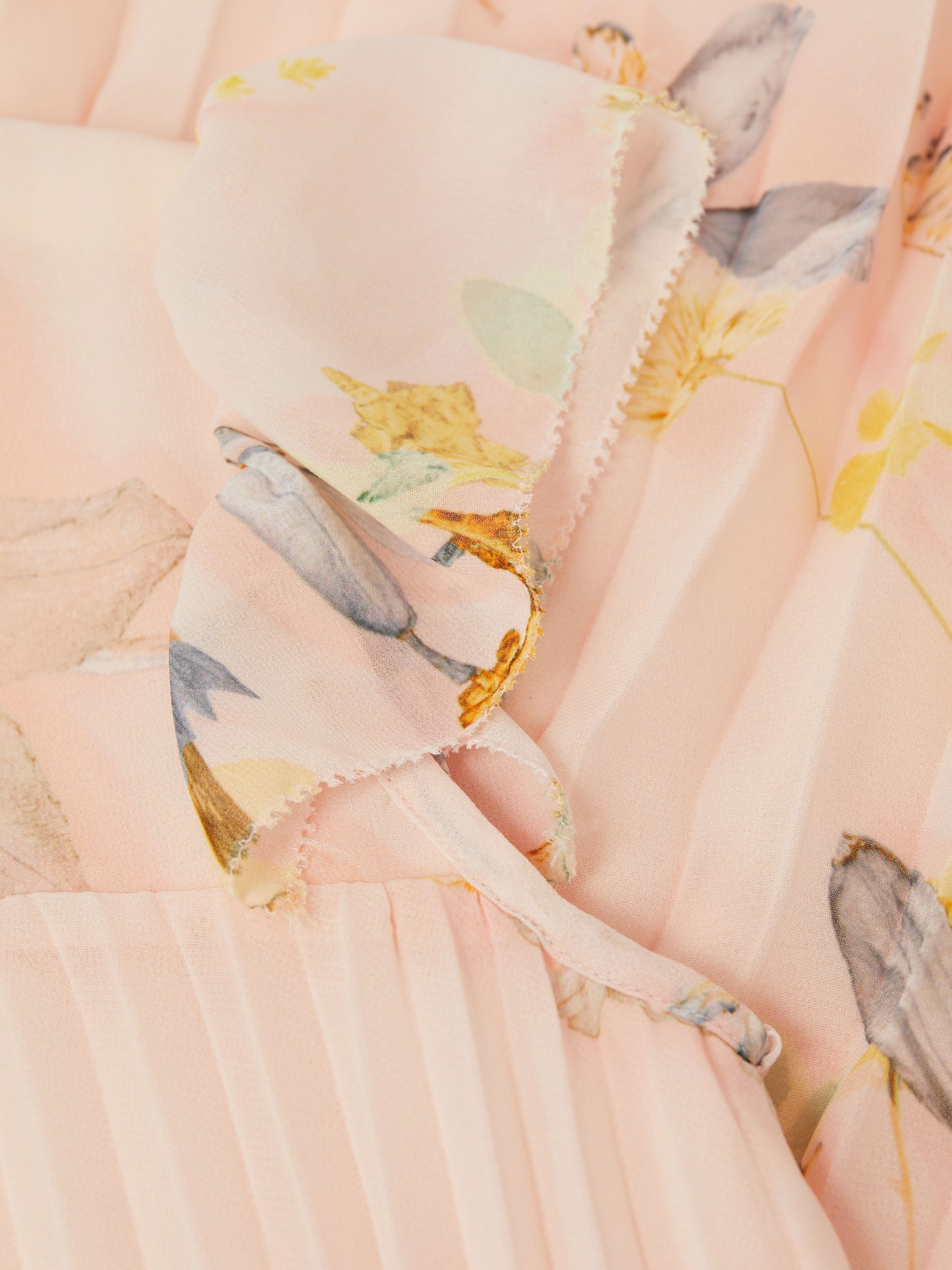 9-14 yrs Floral Pleated Cap Sleeve Dress in Pink - Image 6 of 6