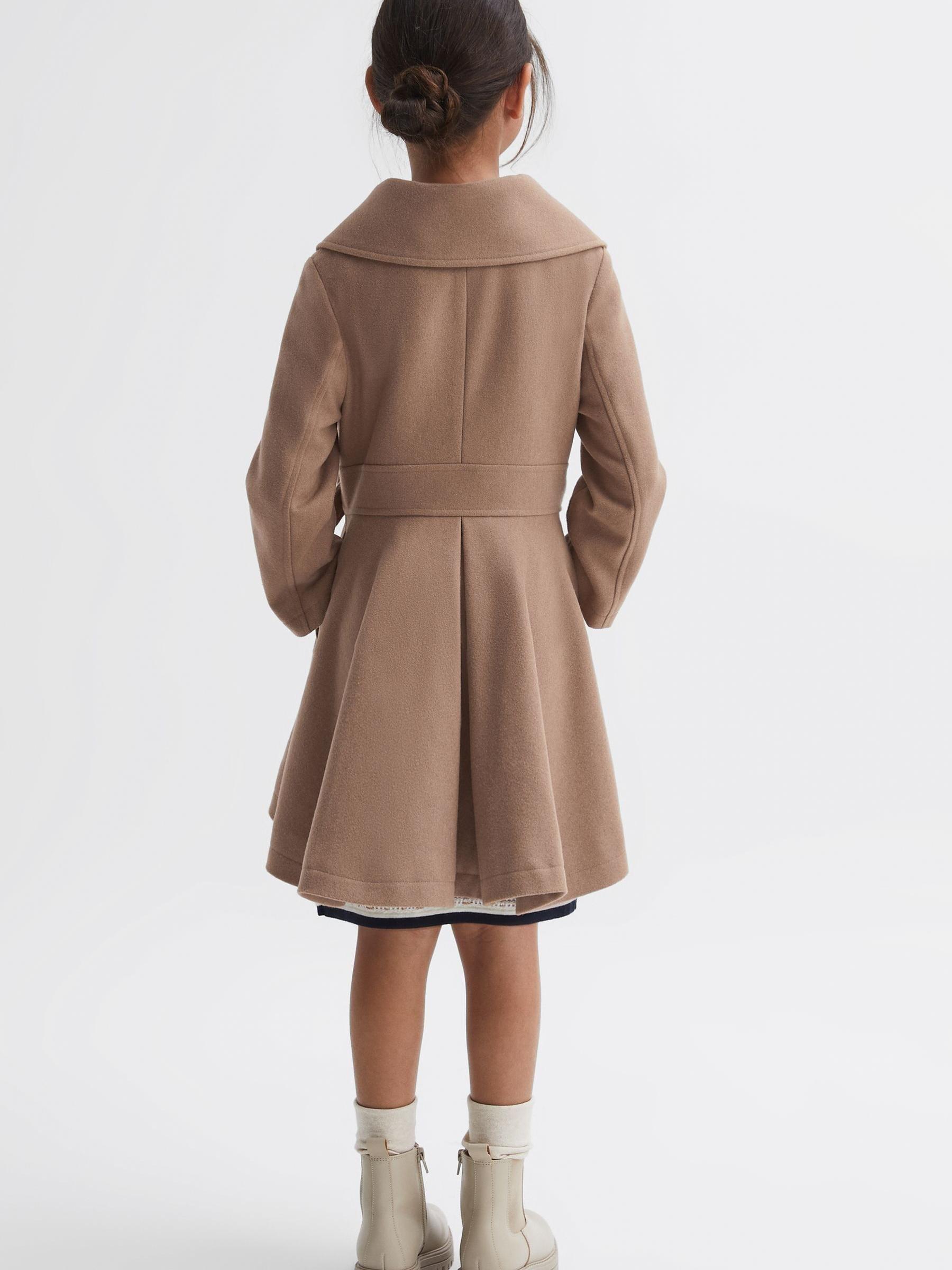 9-14 yrs Wool Pleated Bow Coat in Camel - Image 5 of 6