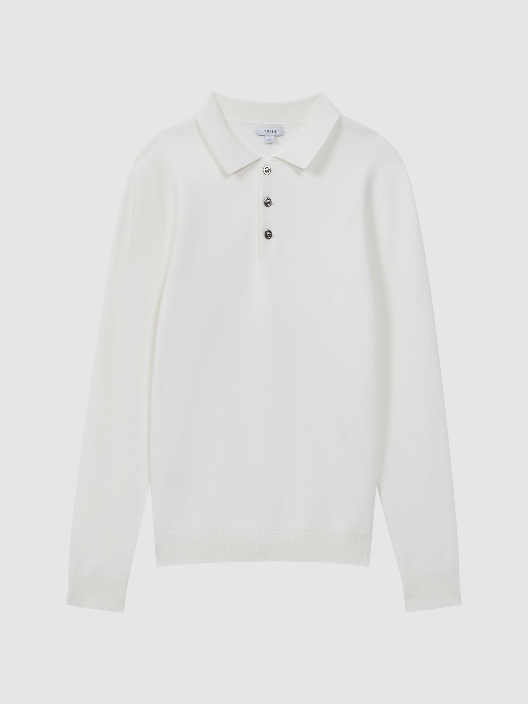Long Sleeve Polo Shirt in Ecru - Image 2 of 5