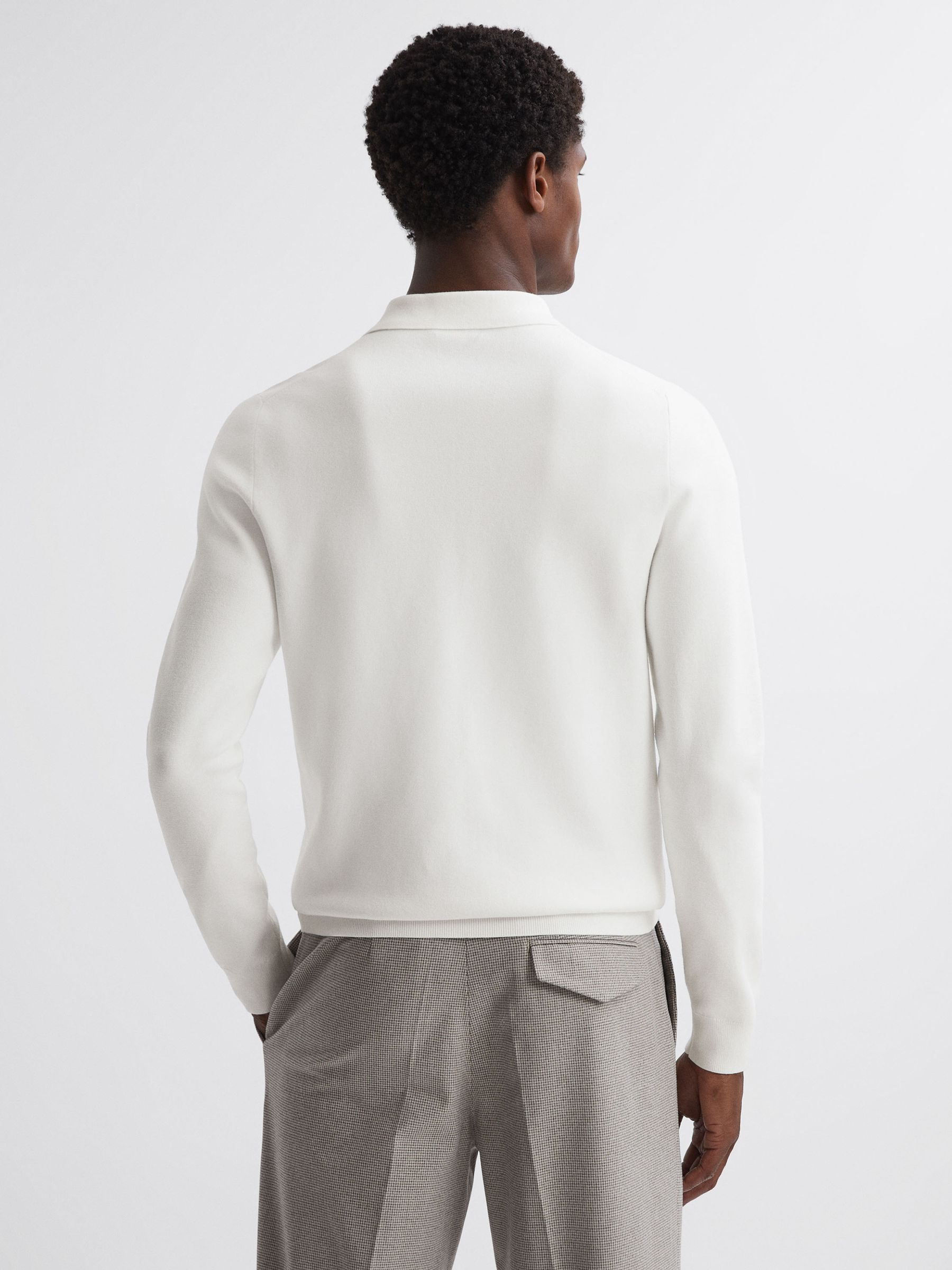 Long Sleeve Polo Shirt in Ecru - Image 5 of 5