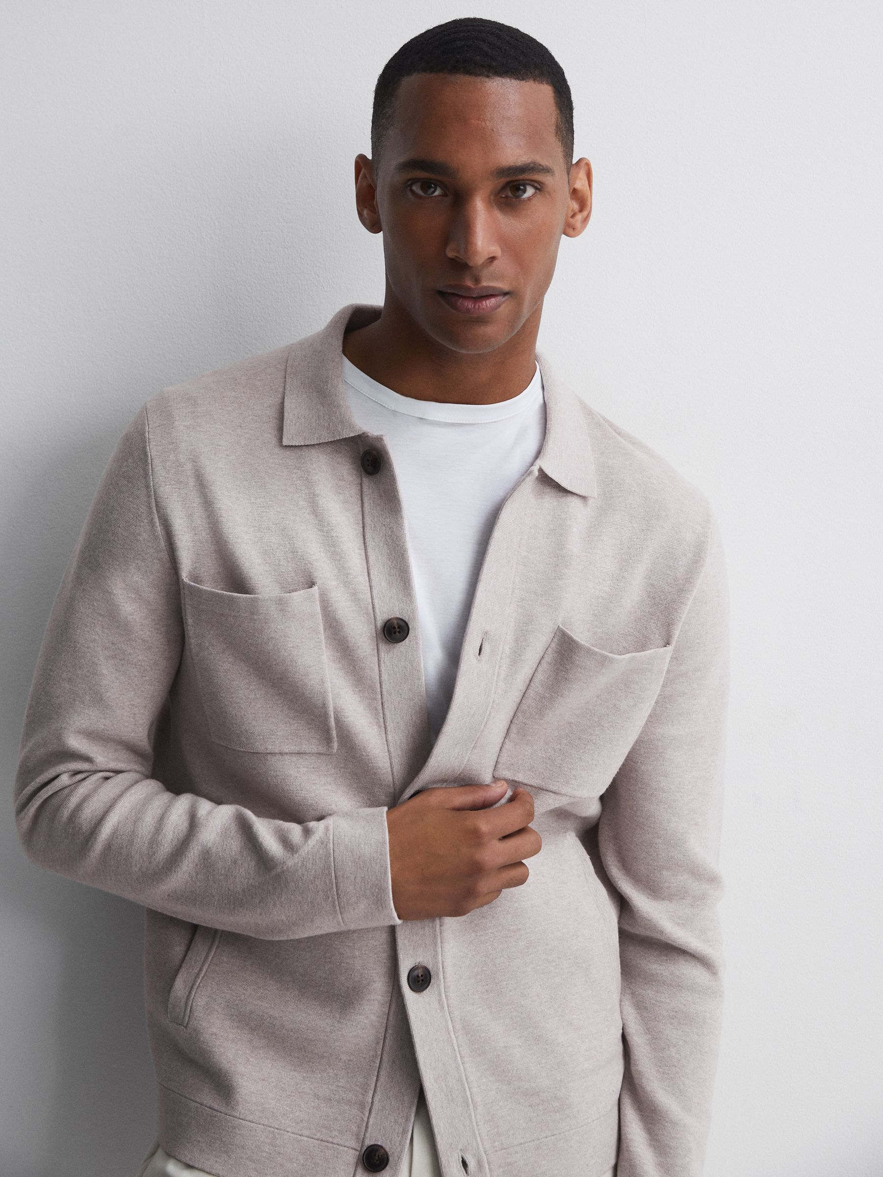 Long Sleeve Button-Through Cardigan in Oatmeal Melange - Image 5 of 5