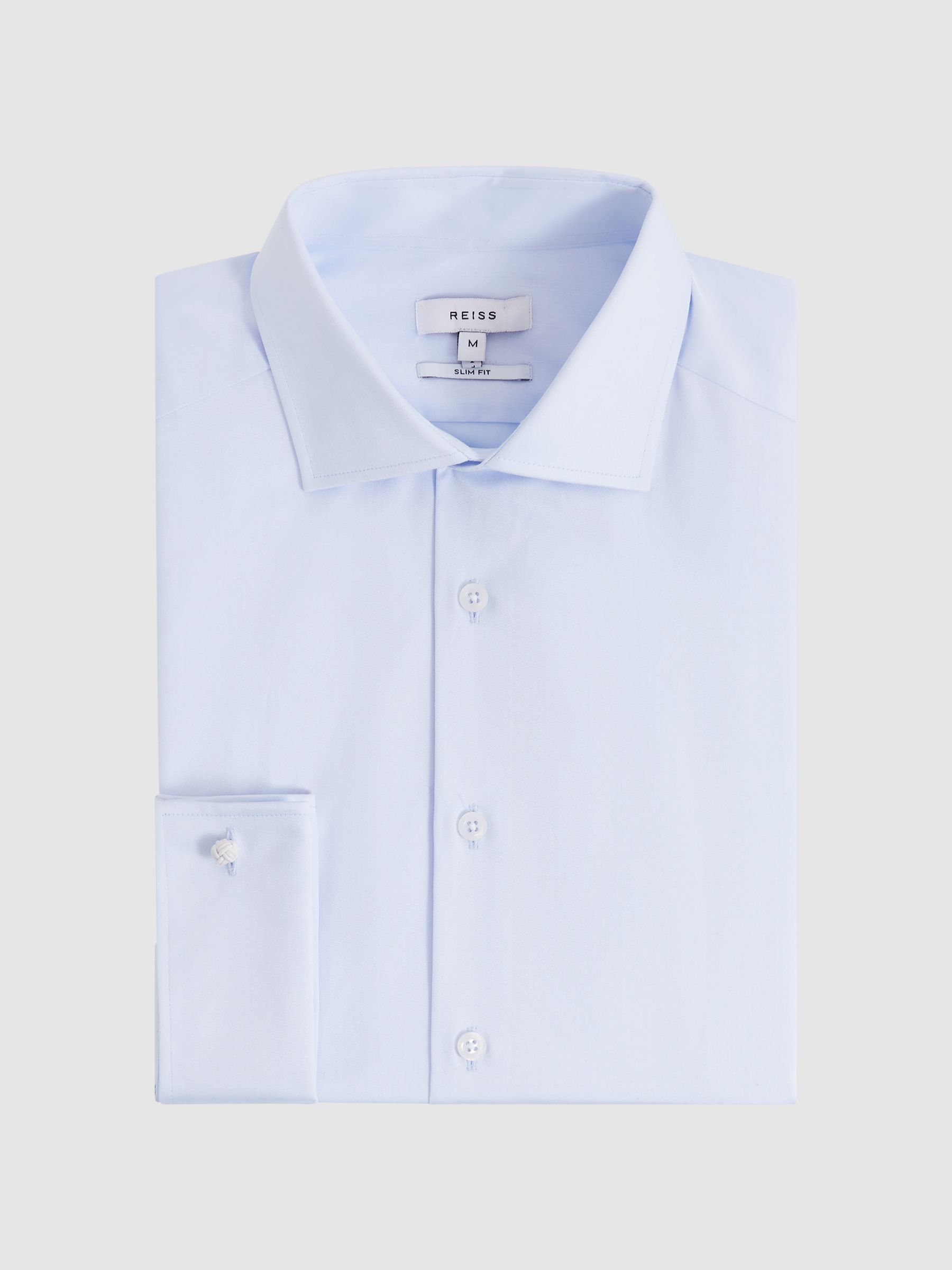 Slim Fit Cotton Cutaway Collar Shirt in Soft Blue - Image 2 of 8