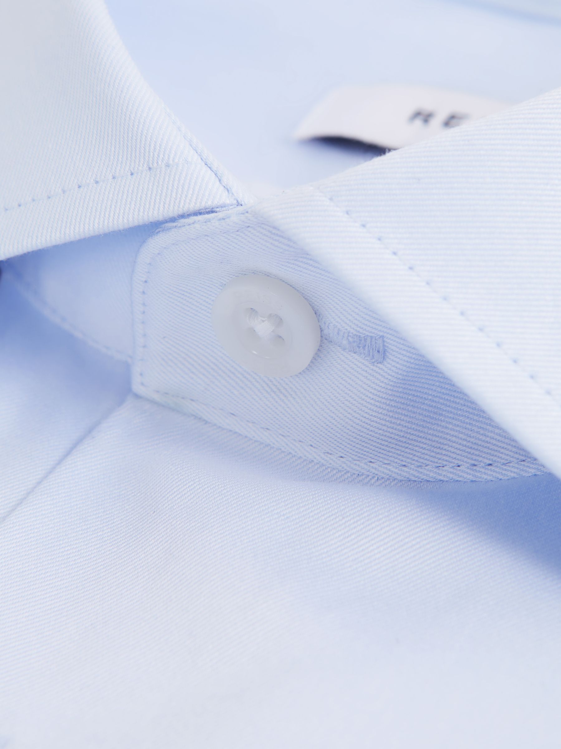 Slim Fit Cotton Cutaway Collar Shirt in Soft Blue - Image 7 of 8