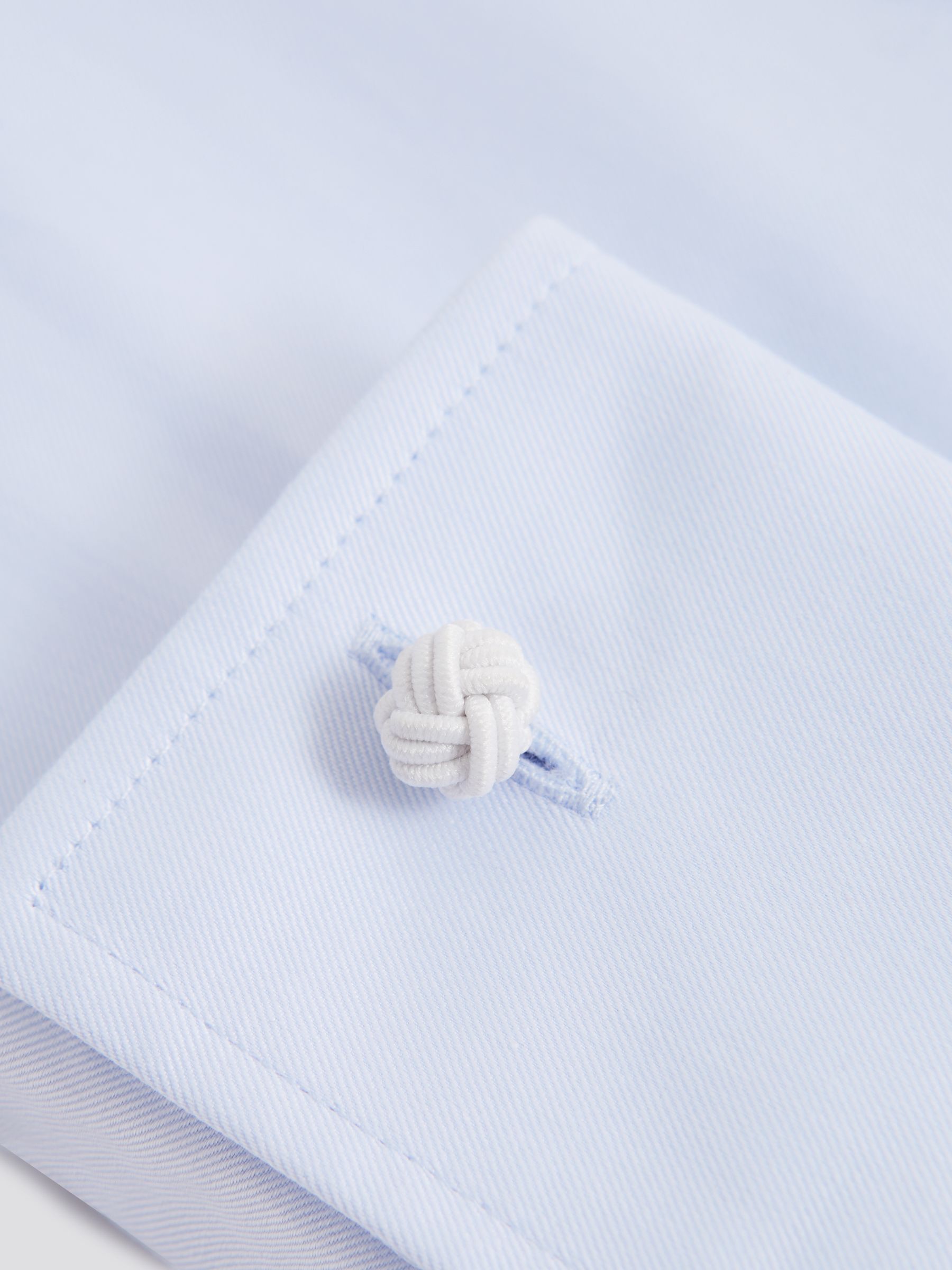 Slim Fit Cotton Cutaway Collar Shirt in Soft Blue - Image 8 of 8