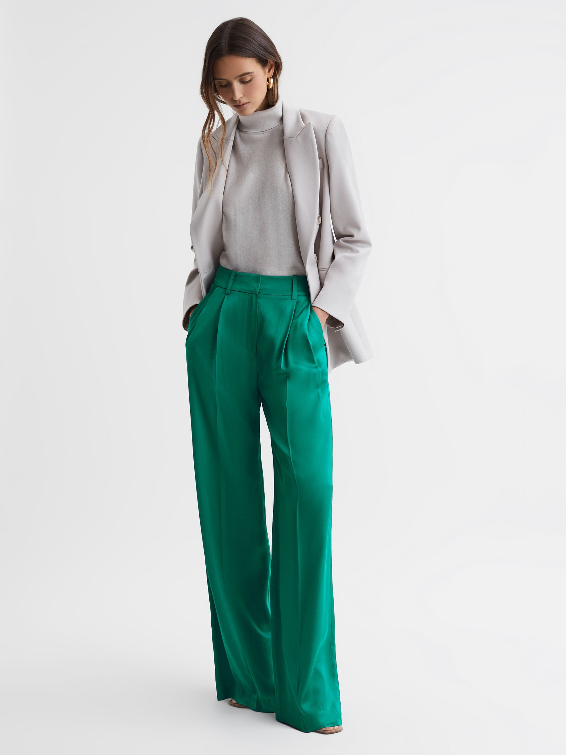 Wide Leg Trousers in Green - Image 3 of 5