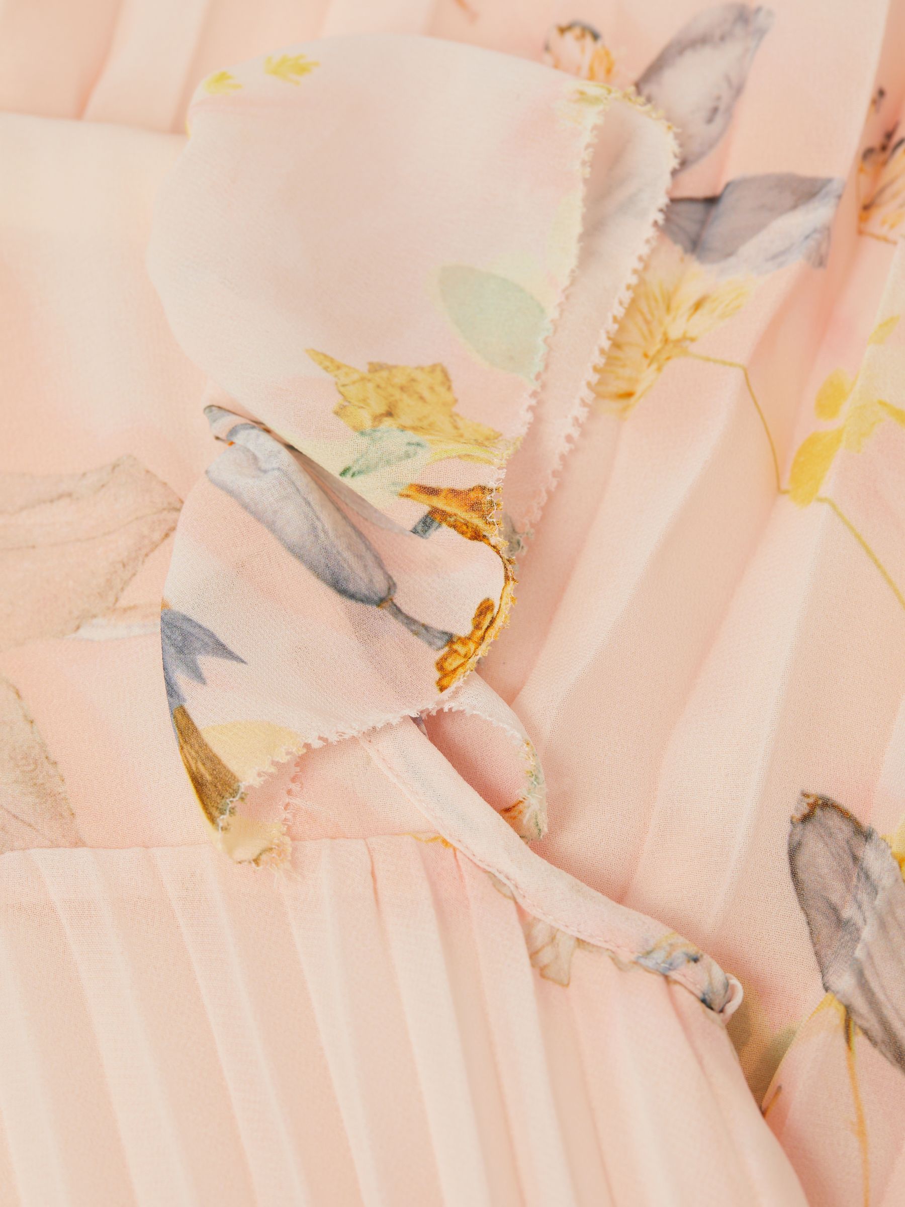 4-9 yrs Floral Pleated Cap Sleeve Dress in Pink - Image 6 of 6