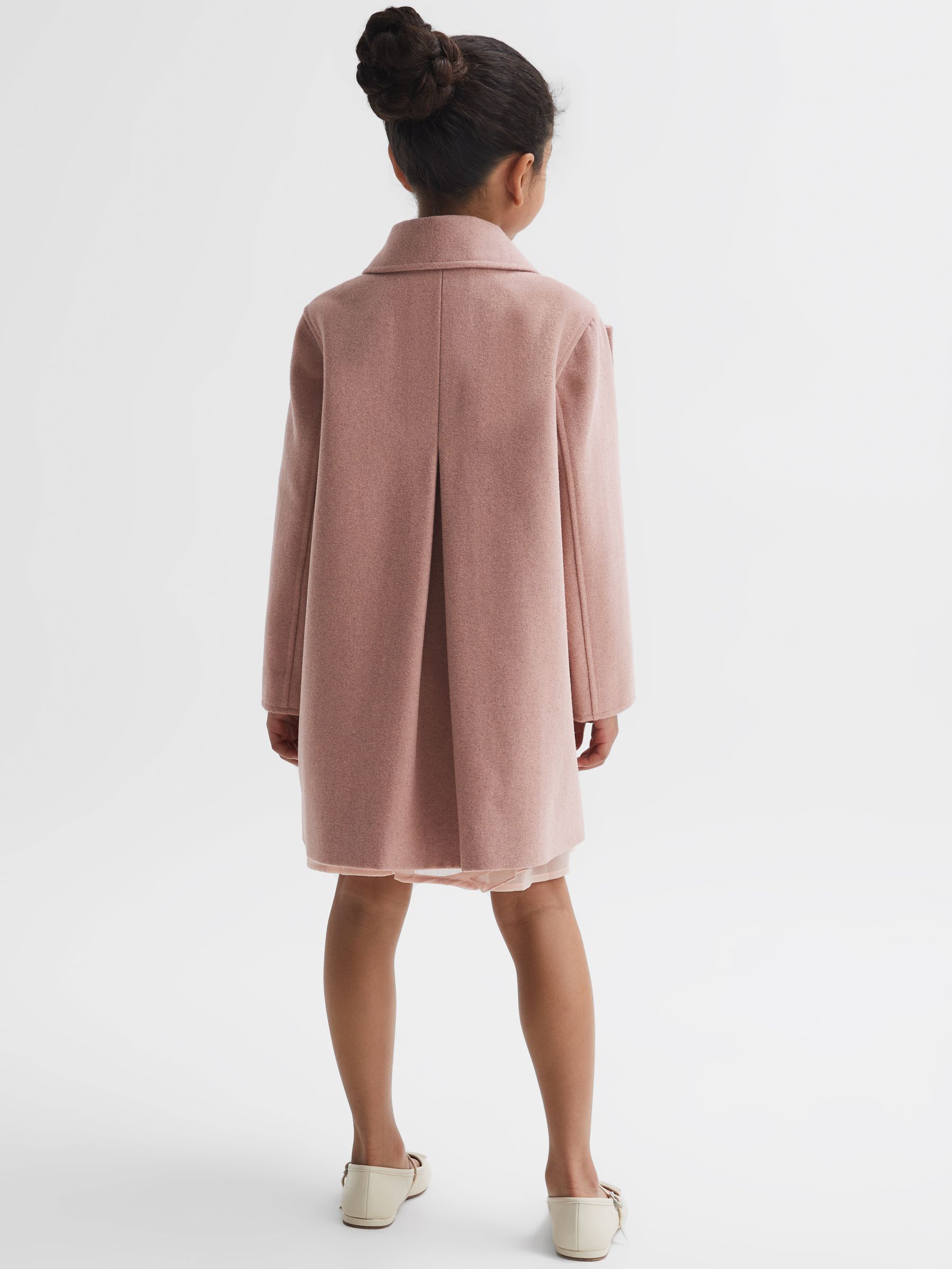 9-14 yrs Wool Bow Detail Coat in Pink - Image 5 of 6