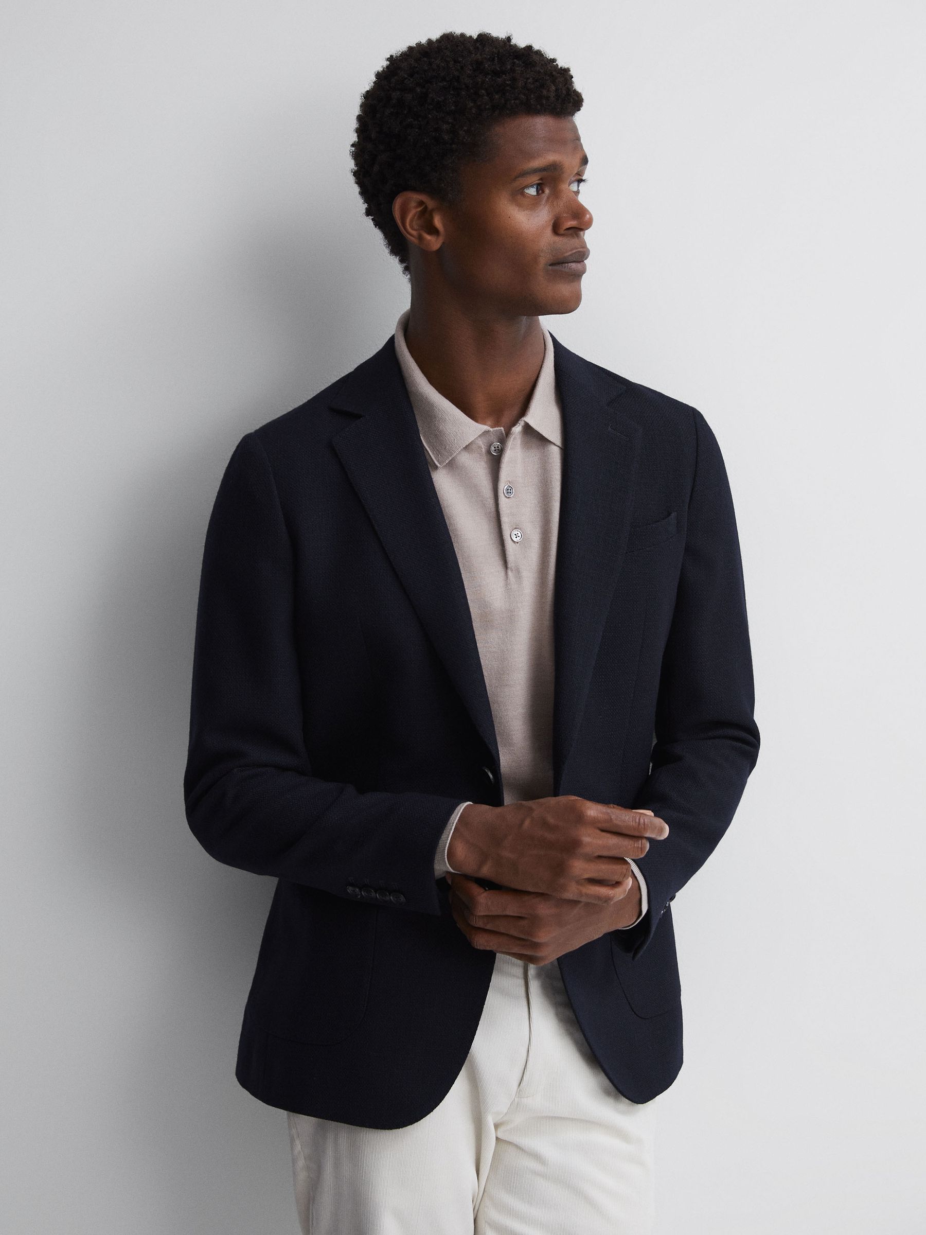 Merino Wool Polo Shirt in Mink - Image 5 of 5