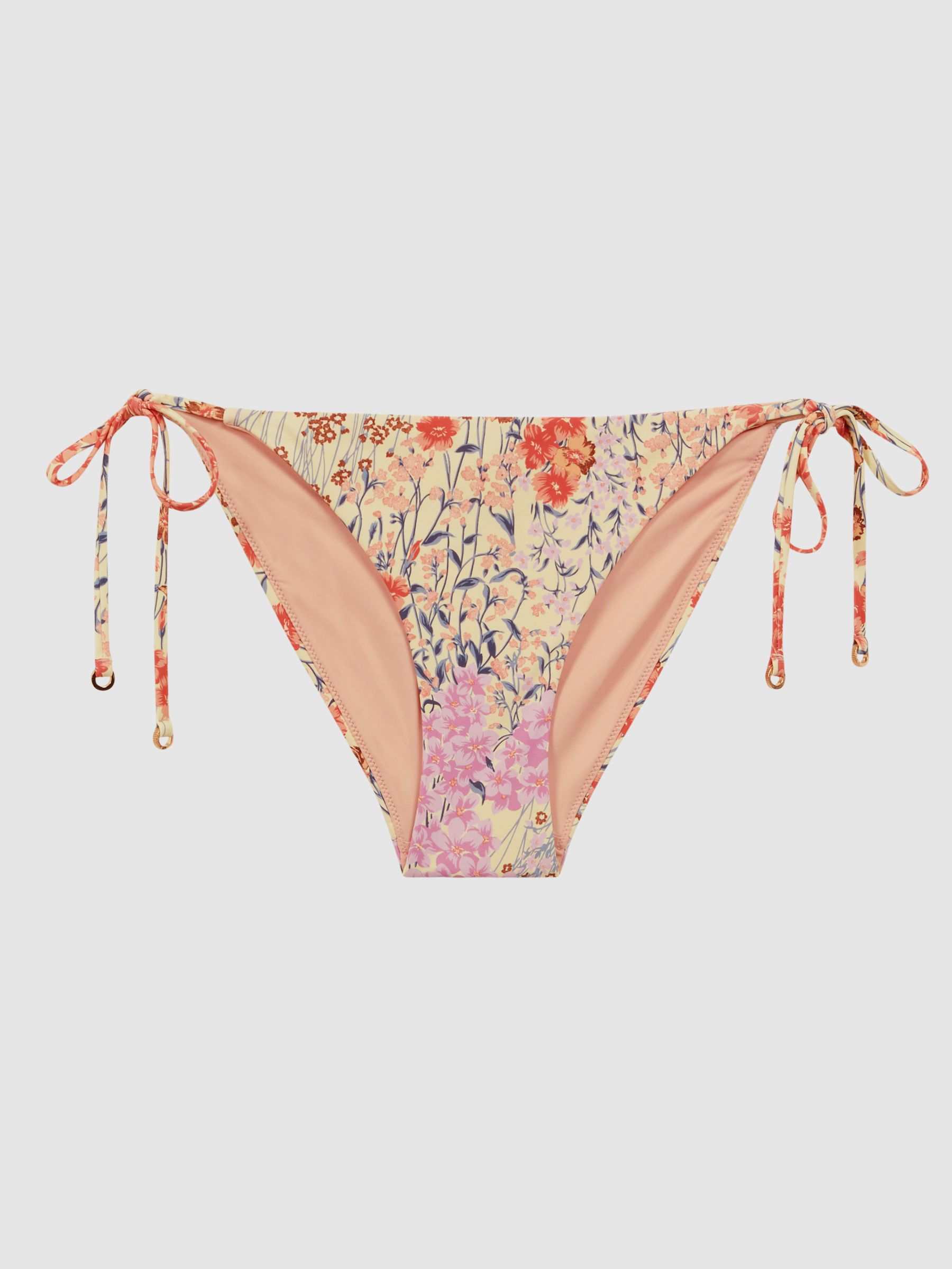 Tie Side Floral Bikini Bottoms in Pink Print - Image 2 of 4