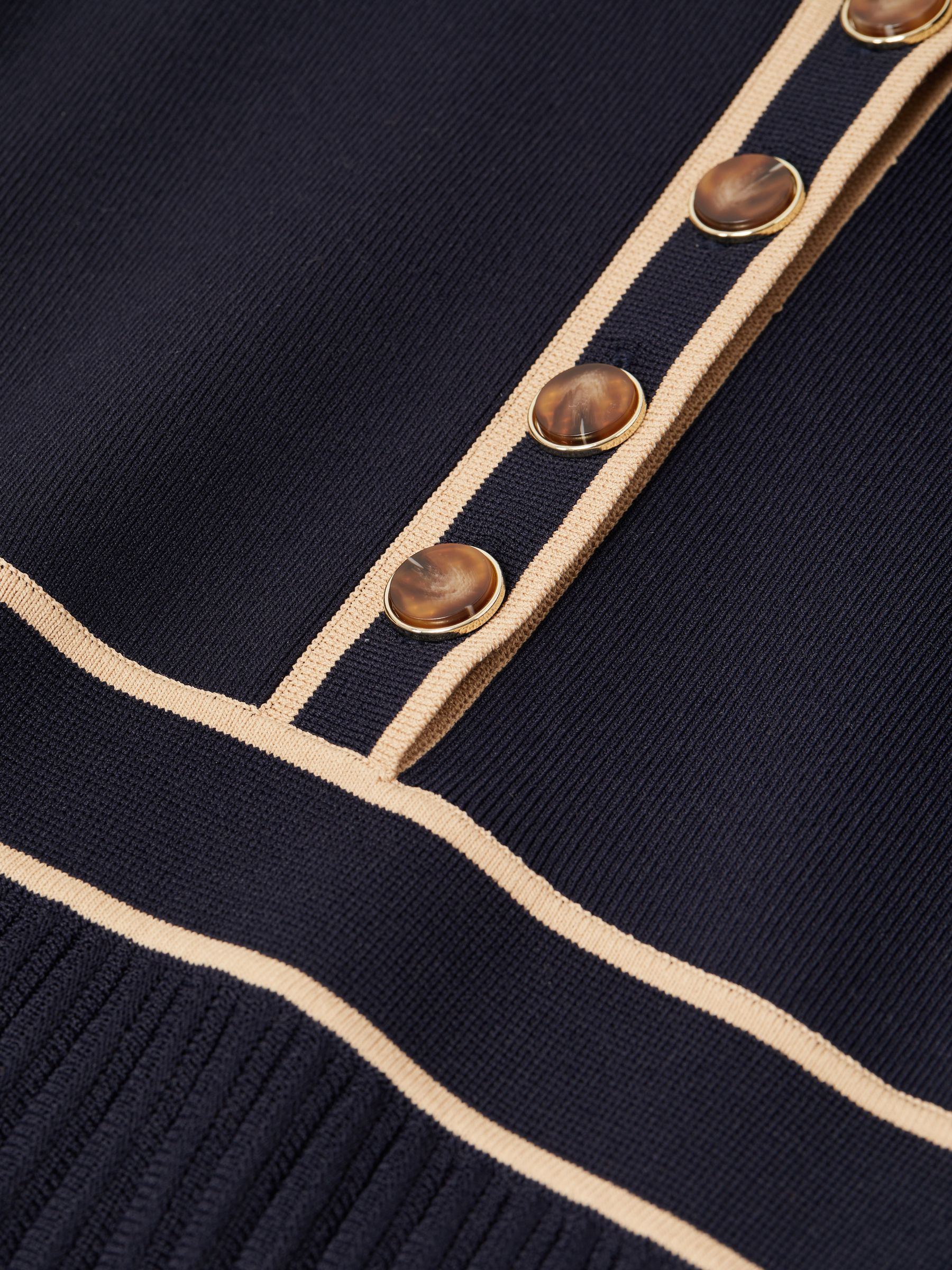 Senior Knitted Polo Skater Dress in Navy - Image 6 of 6