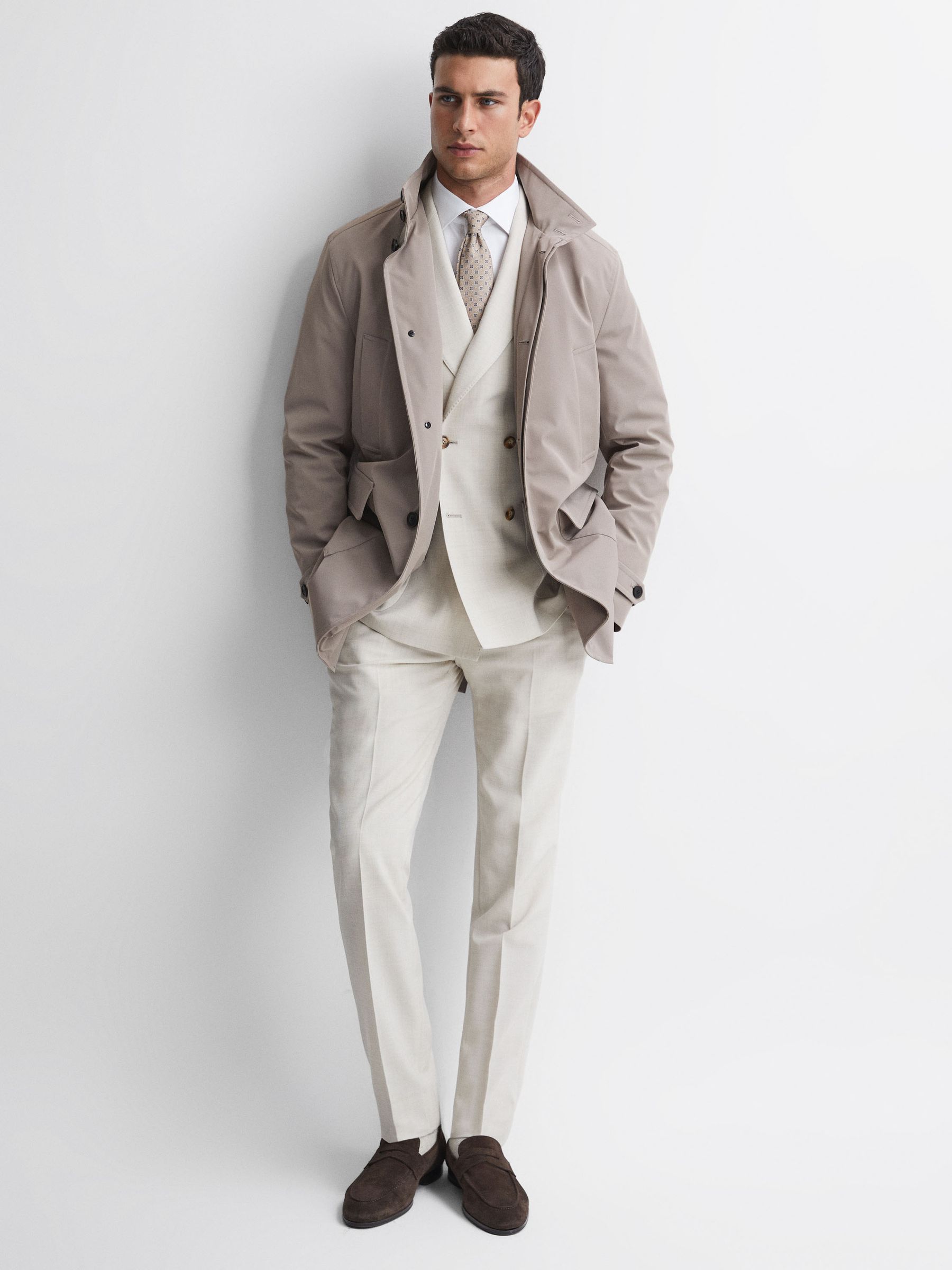 Funnel Neck Removable Insert Jacket in Taupe - Image 4 of 5