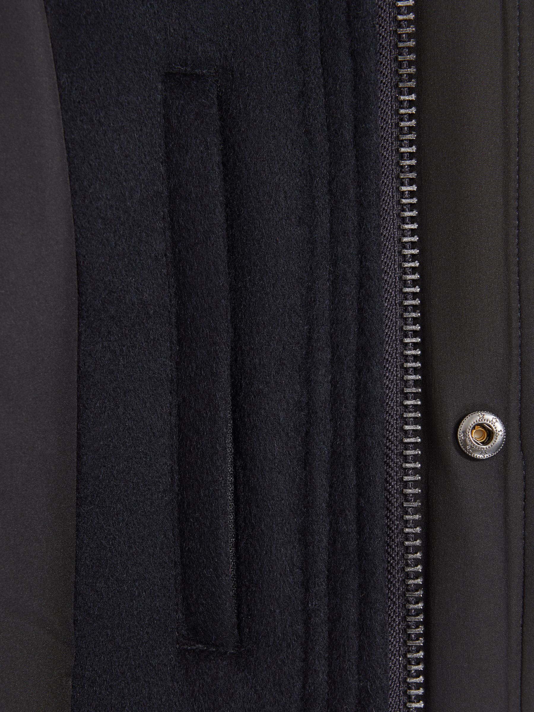 Wool Blend Removable Hooded Coat in Navy - Image 6 of 8