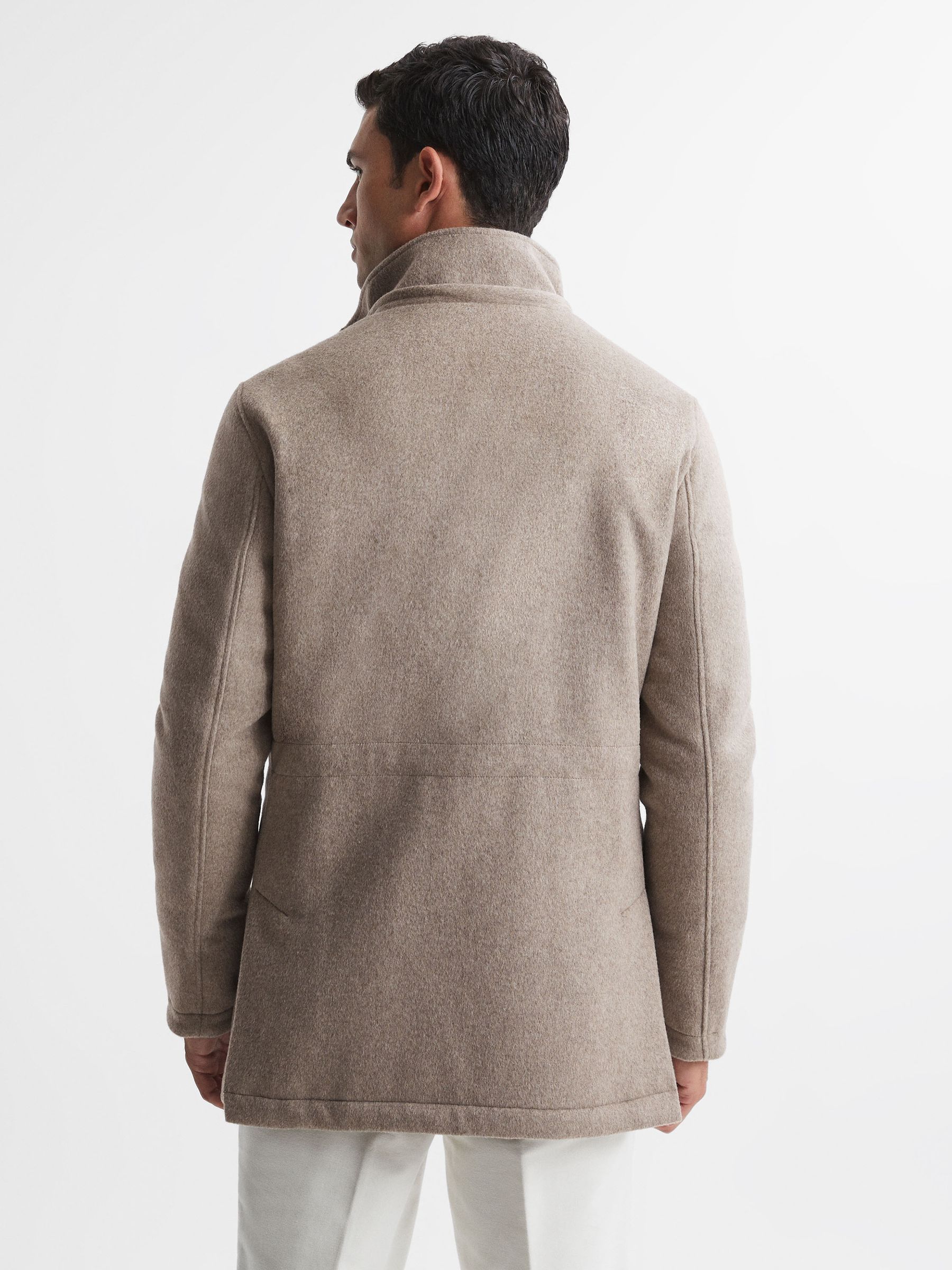 Wool Blend Removable Hooded Coat in Fawn - Image 6 of 6