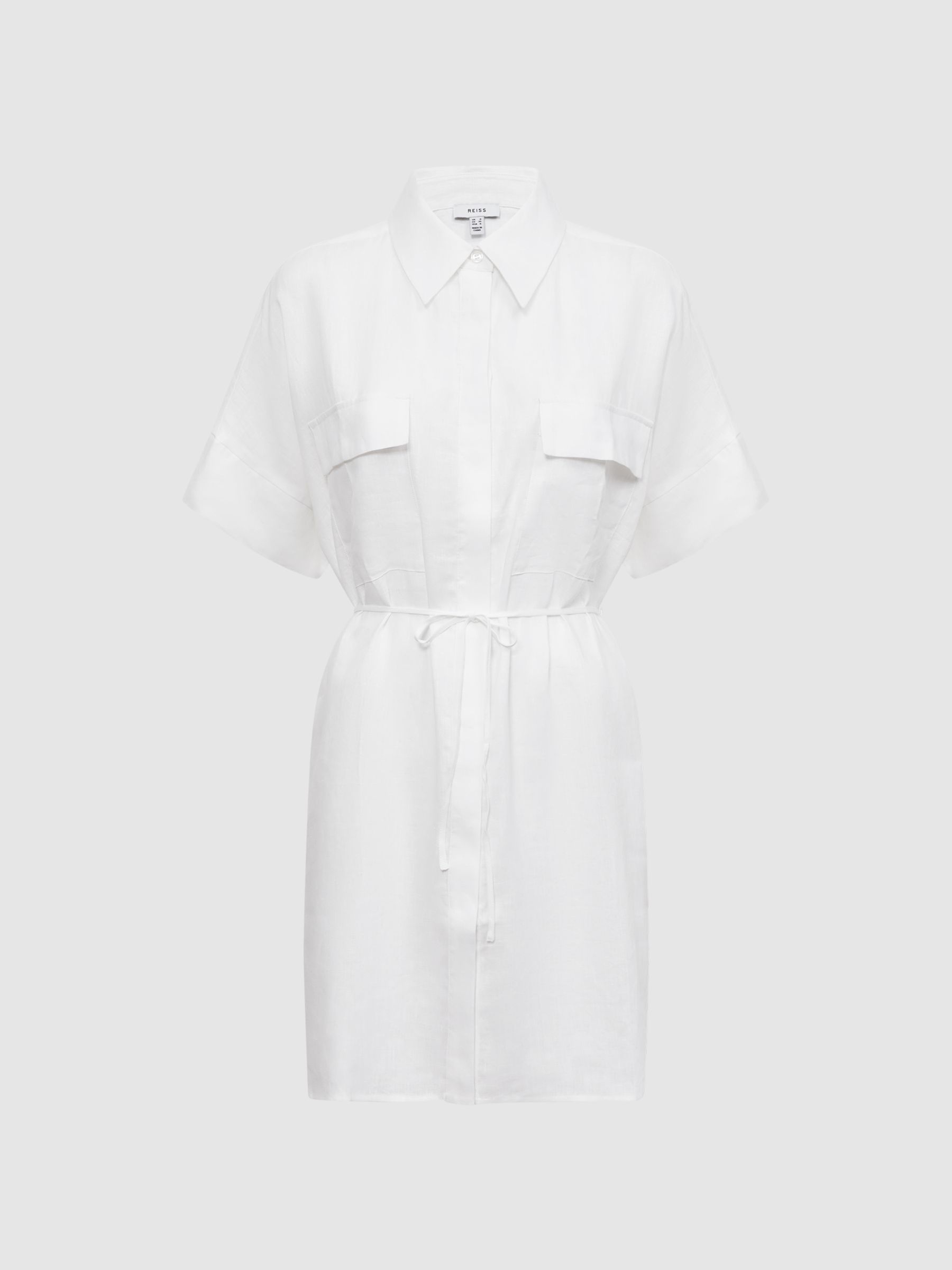Linen T-Shirt Dress Kaftan in White - Image 2 of 5