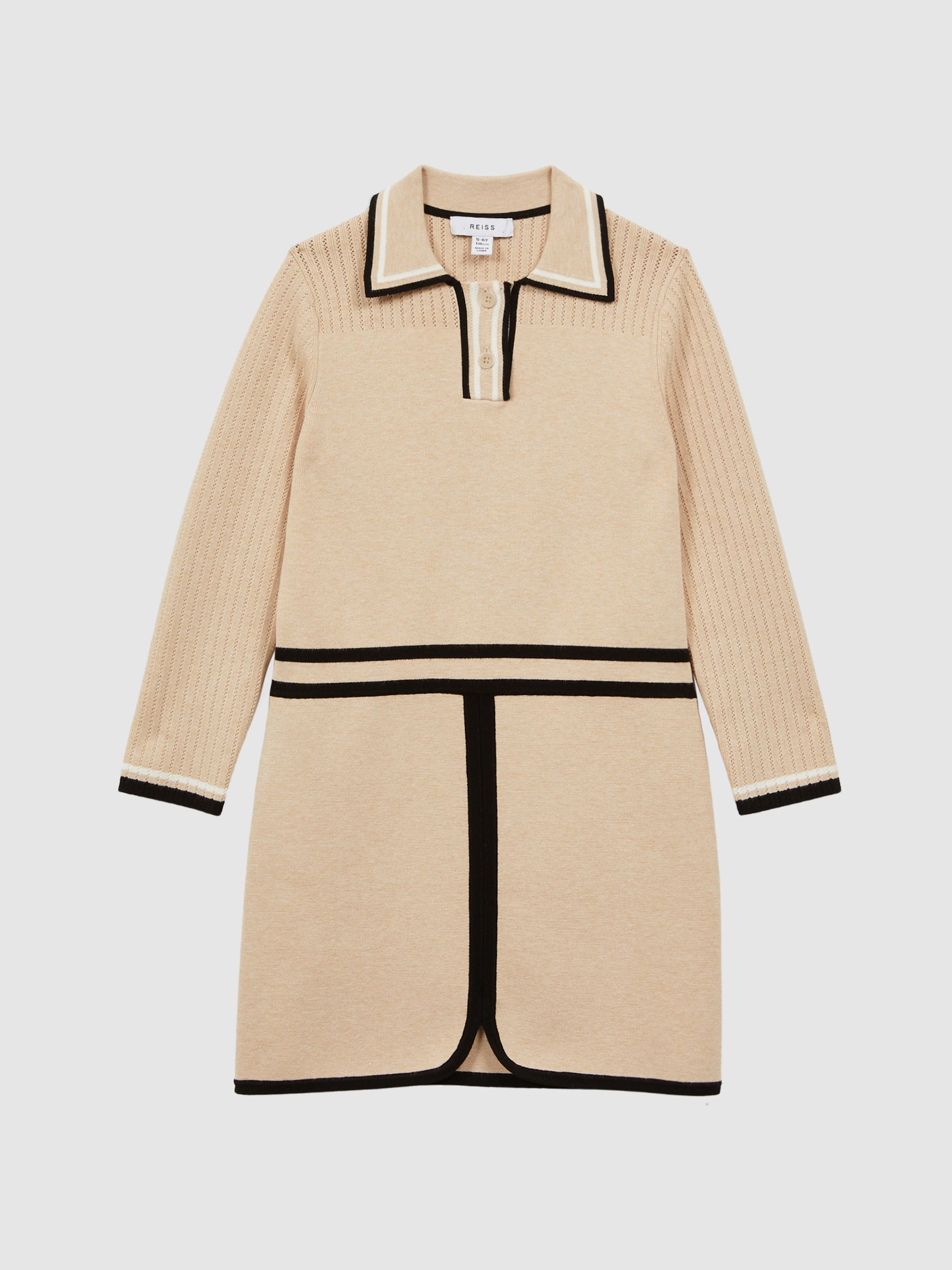 9-14 yrs Knitted Polo Dress in Camel - Image 2 of 5
