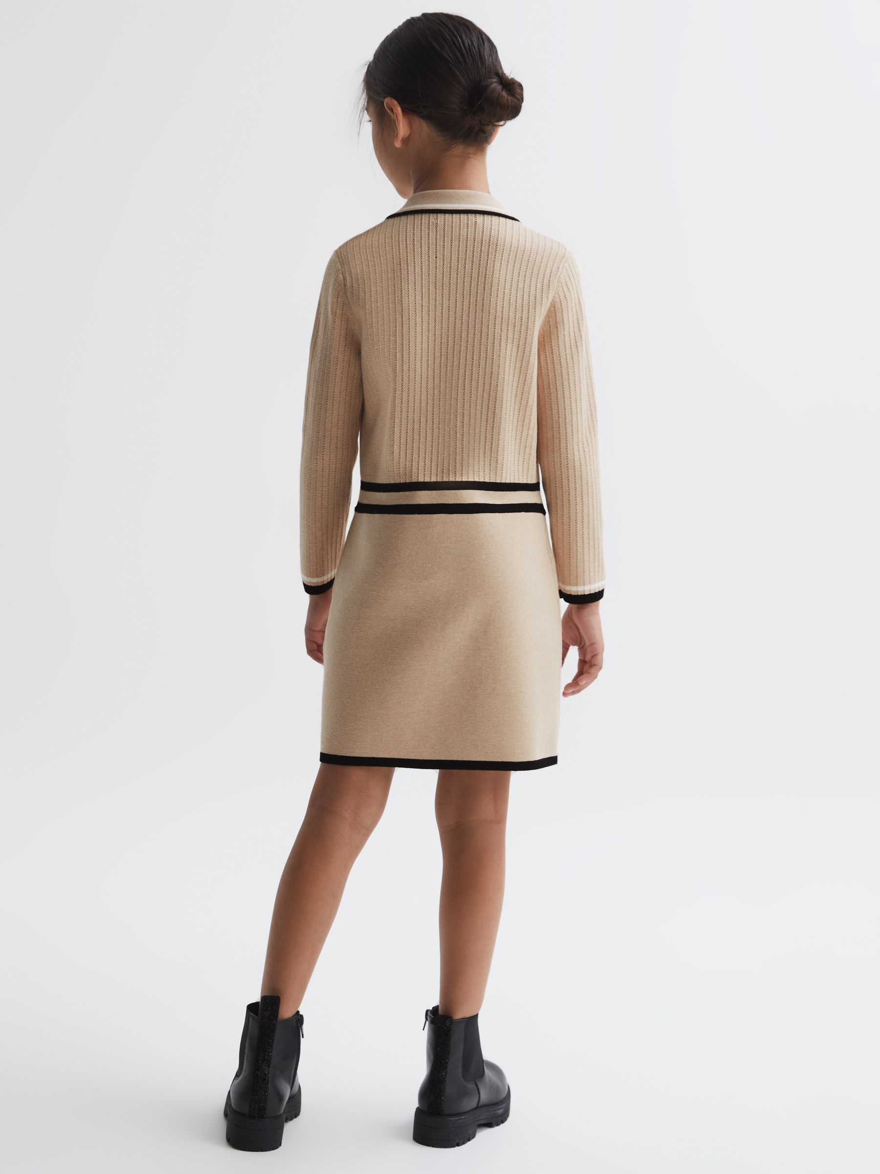 9-14 yrs Knitted Polo Dress in Camel - Image 4 of 5