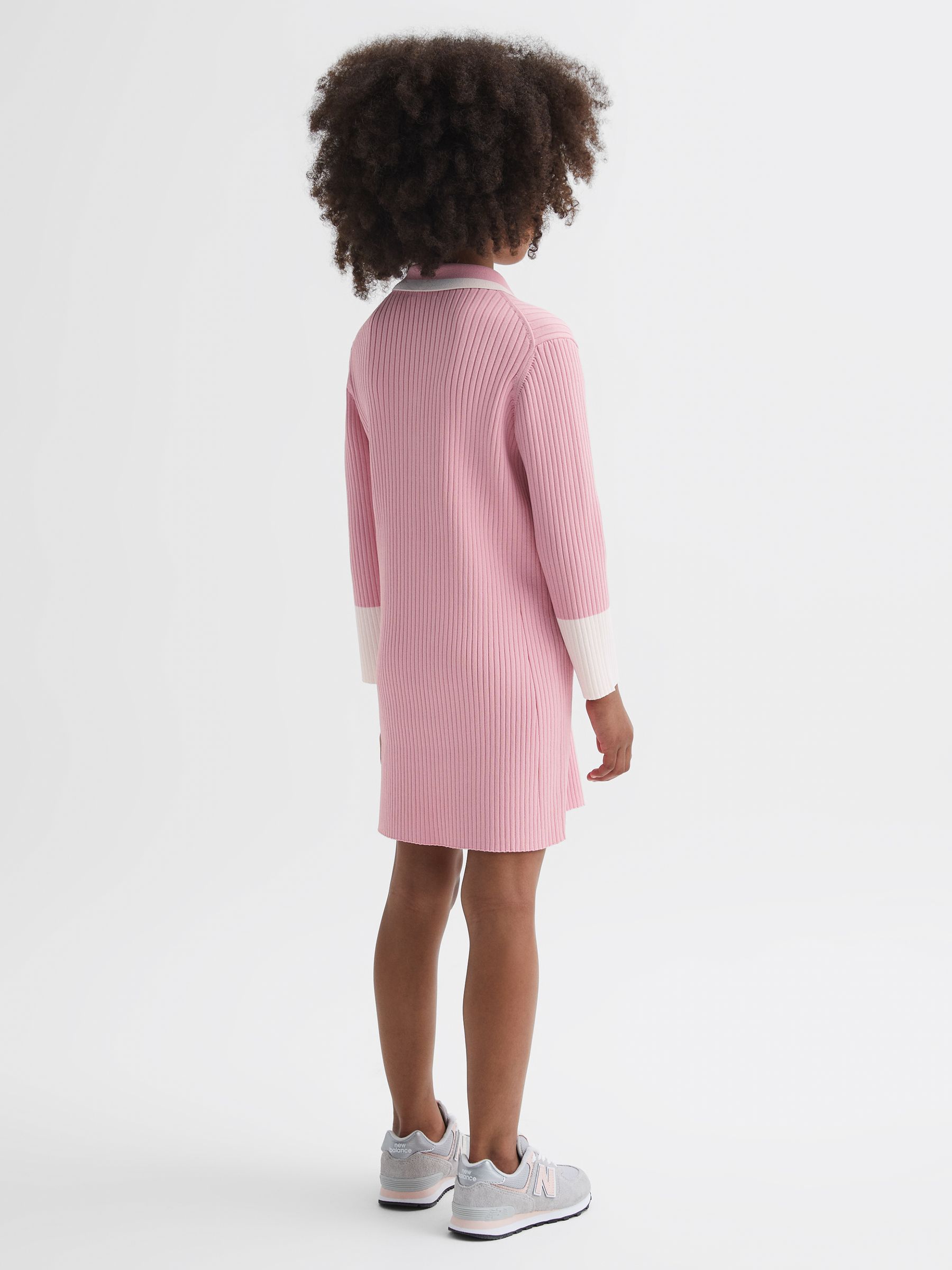 9-14 yrs Knitted Polo Dress in Pink - Image 5 of 6