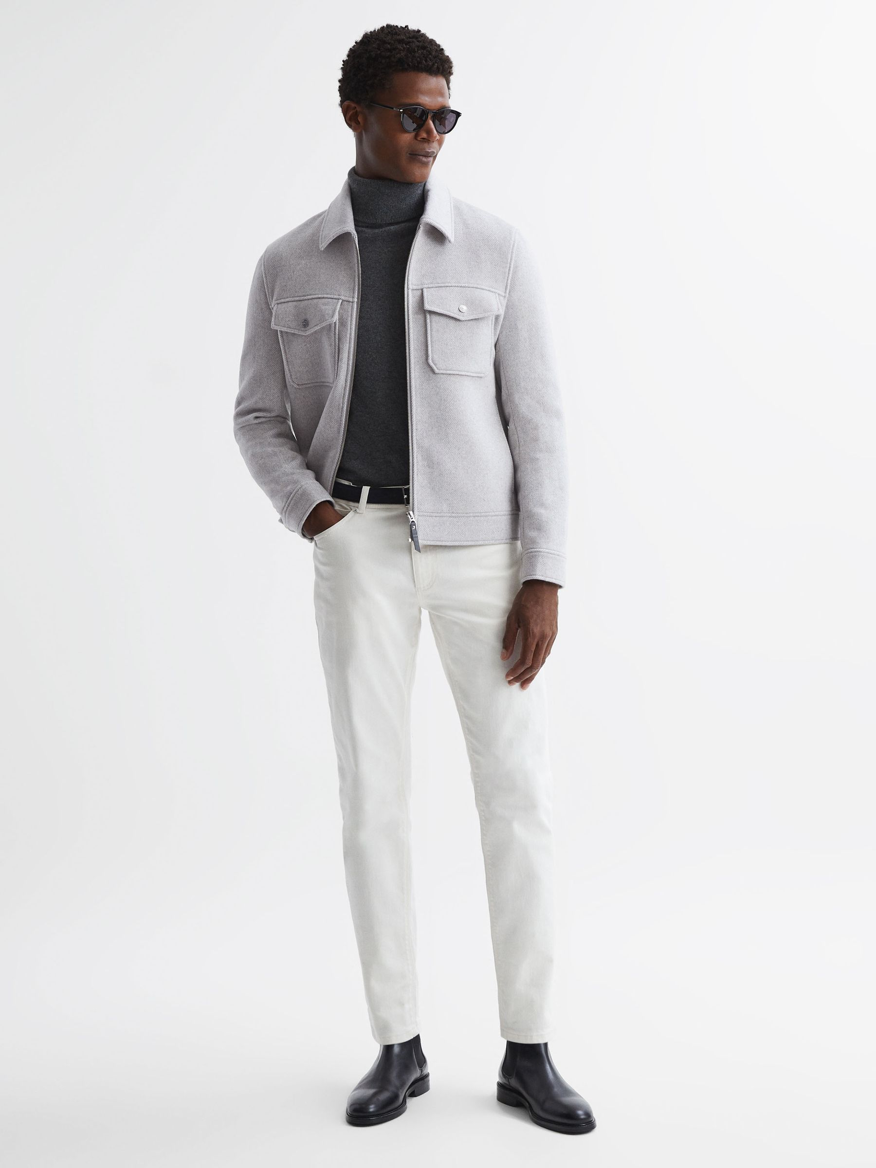 Wool Zip Through Jacket in Soft Grey - Image 3 of 4