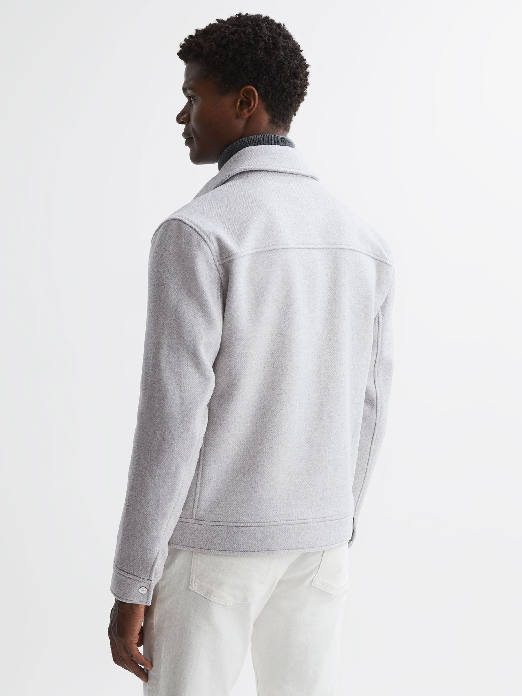 Wool Zip Through Jacket in Soft Grey - Image 4 of 4