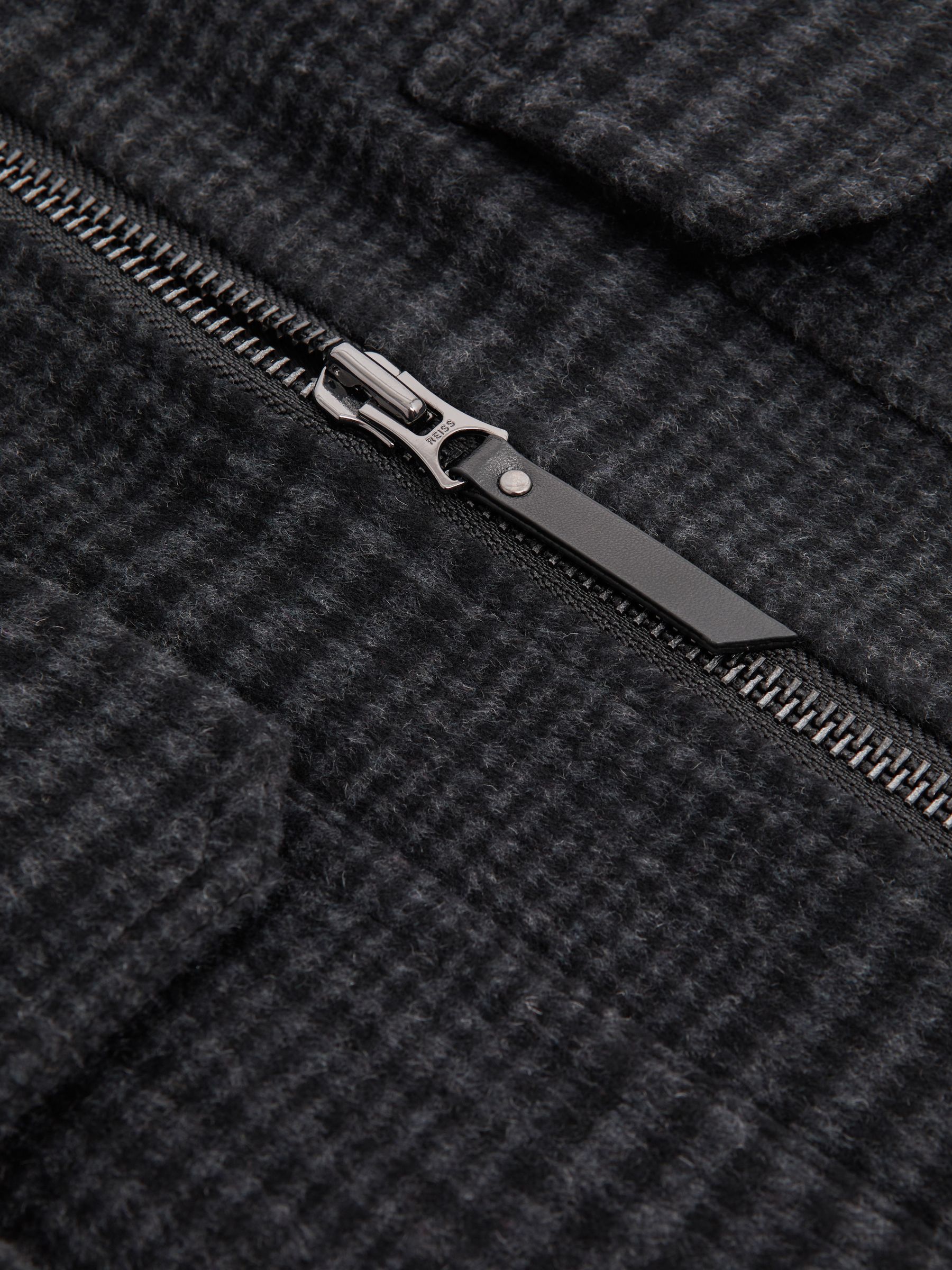 Wool Blend Check Jacket in Navy - Image 5 of 5
