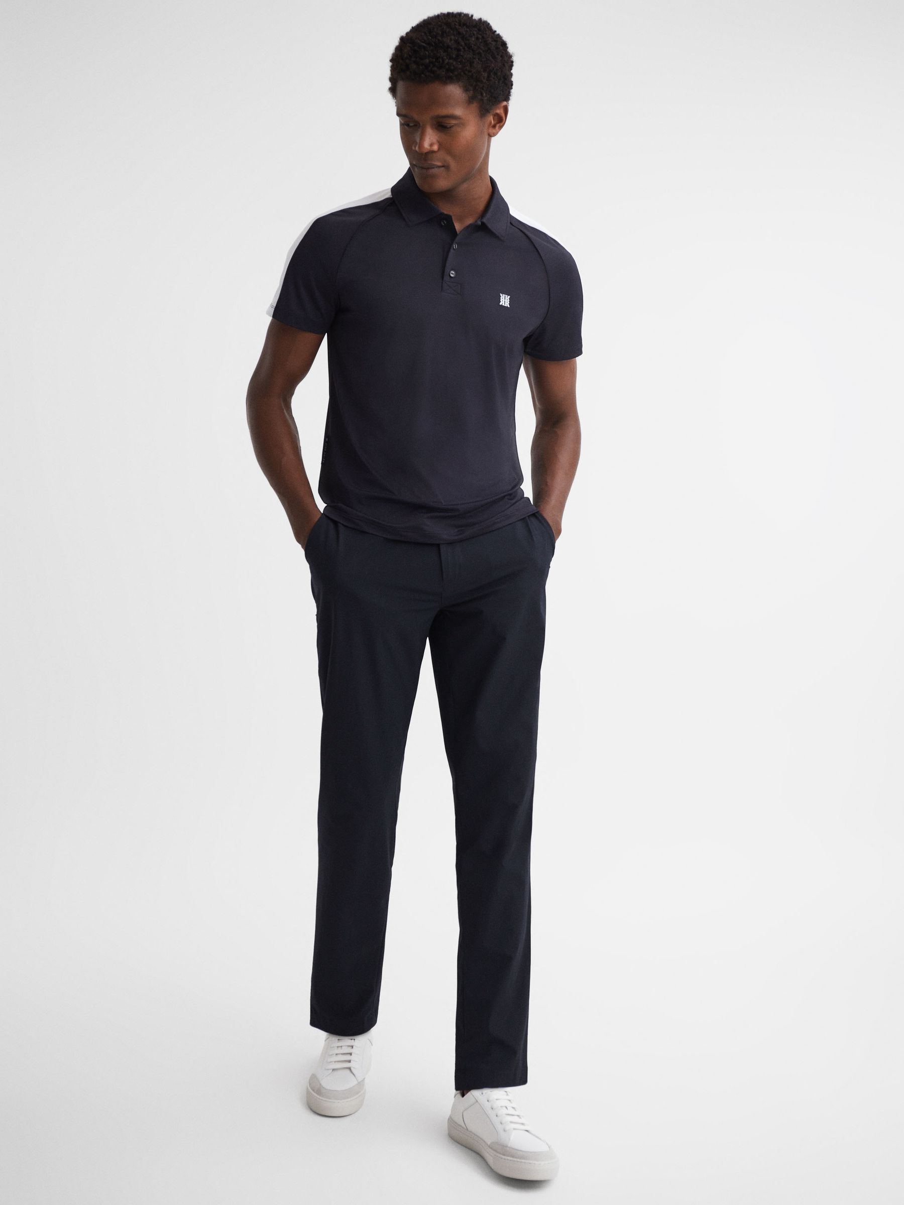 Golf Airtech Slim Fit Polo Shirt in Navy/White - Image 3 of 4