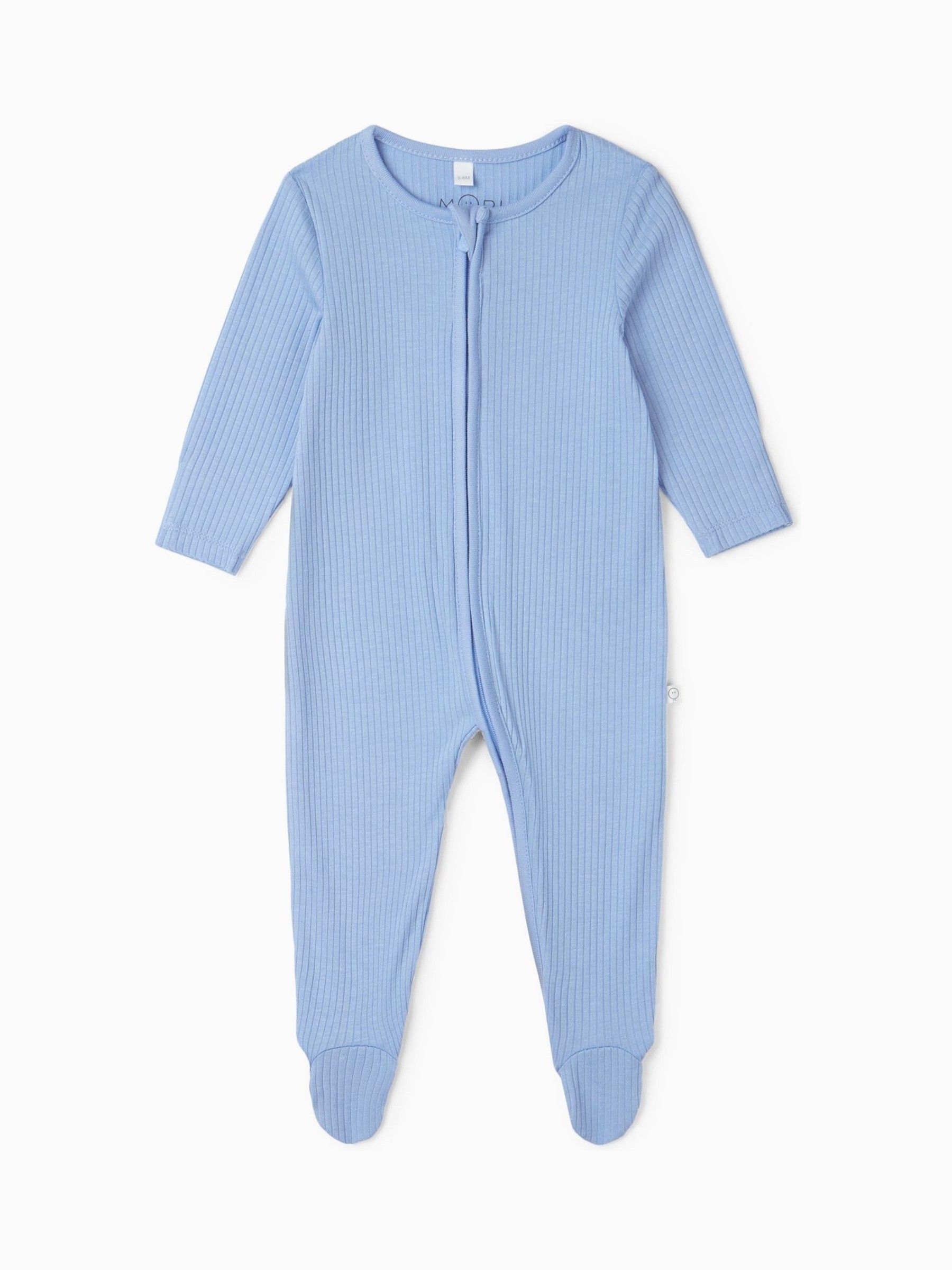 MORI Sky Blue Stretch Supersoft 2 Way Zip Sleepsuit - Image 4 of 6