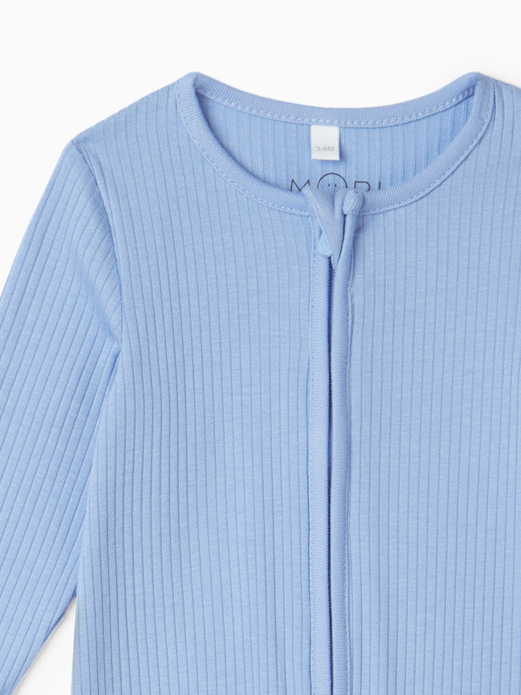 MORI Sky Blue Stretch Supersoft 2 Way Zip Sleepsuit - Image 5 of 6