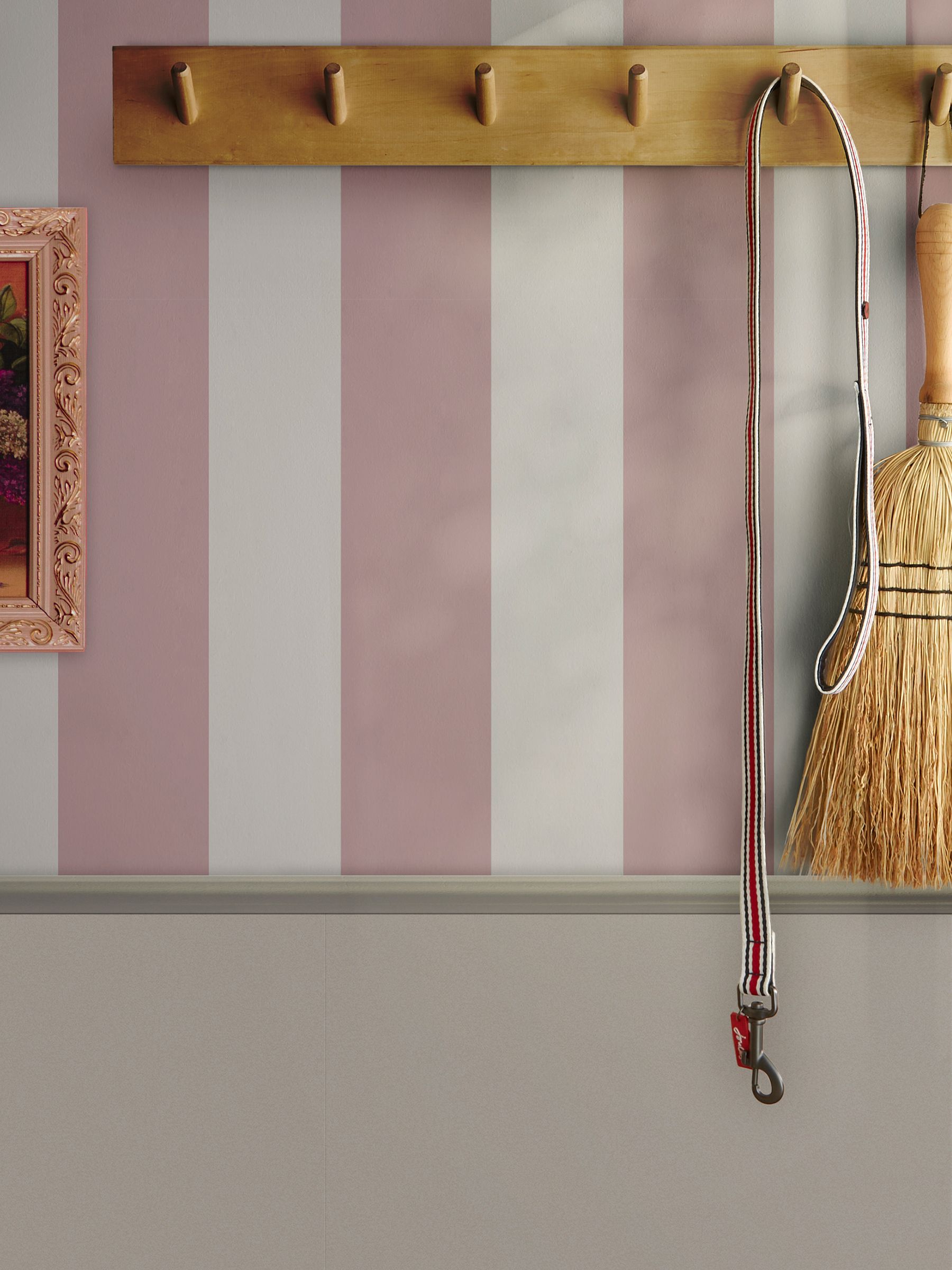 Pink Harborough Stripe 10M Wallpaper - Image 1 of 4