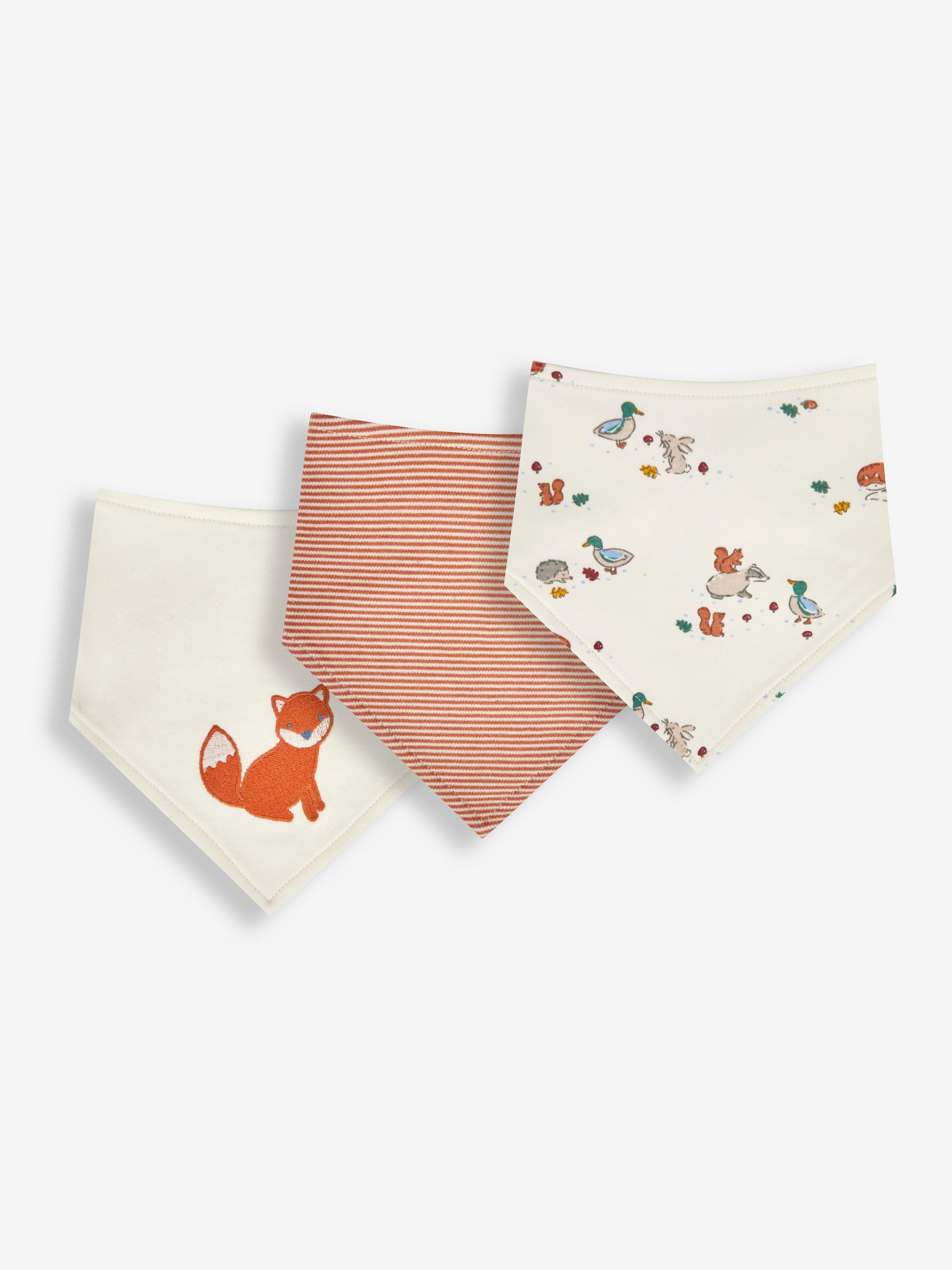 Woodland/Fox 3-Pack Cotton Baby Dribble Bibs - Image 1 of 4