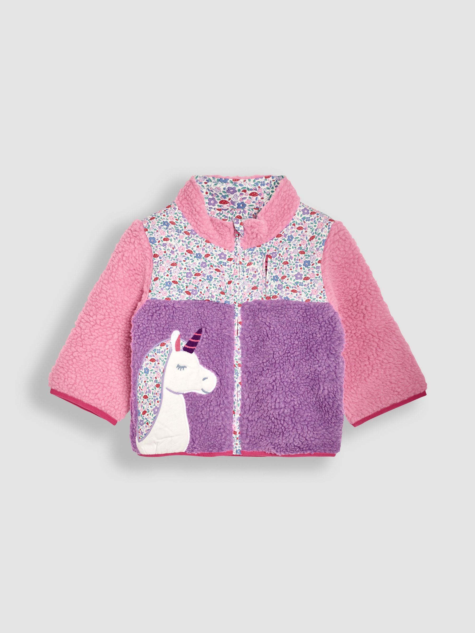 Lilac Purple Unicorn Appliqué Zip-Up Teddy Fleece - Image 2 of 4