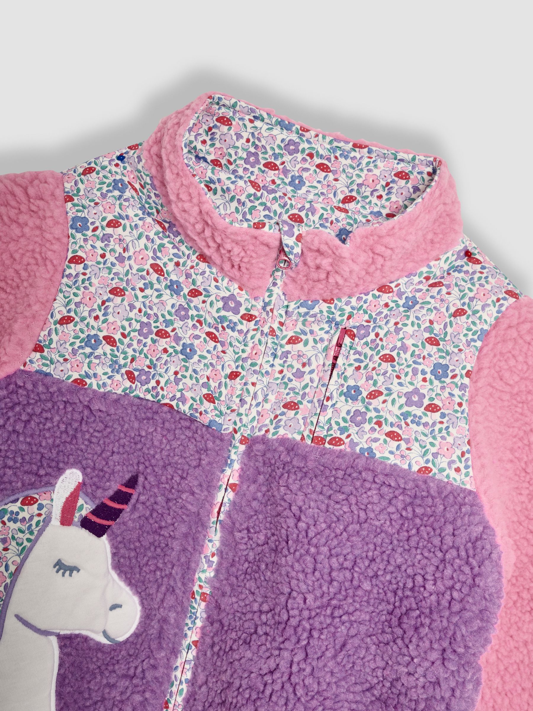 Lilac Purple Unicorn Appliqué Zip-Up Teddy Fleece - Image 4 of 4