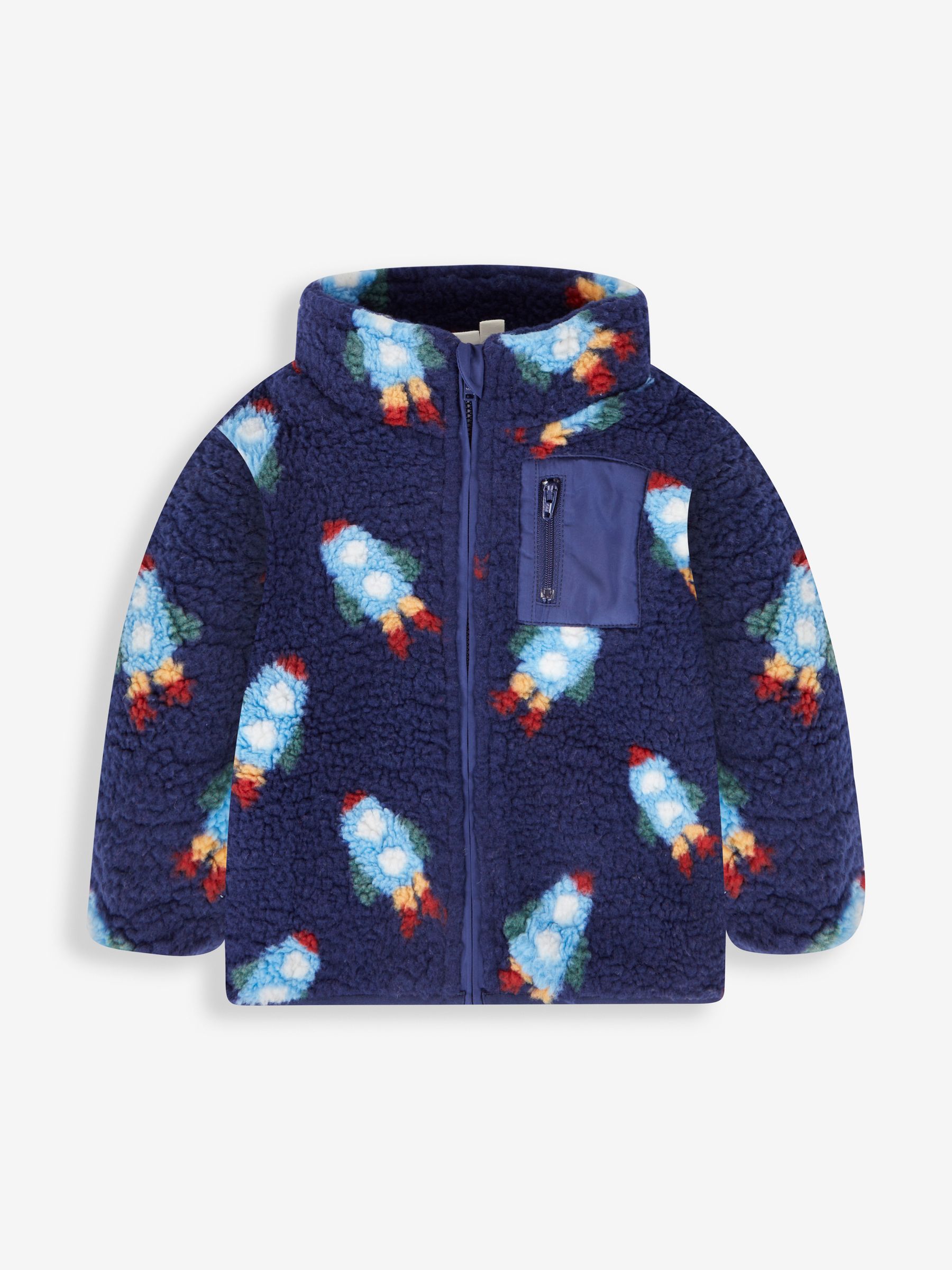 Navy Blue Rocket Zip-Up Teddy Fleece - Image 1 of 3