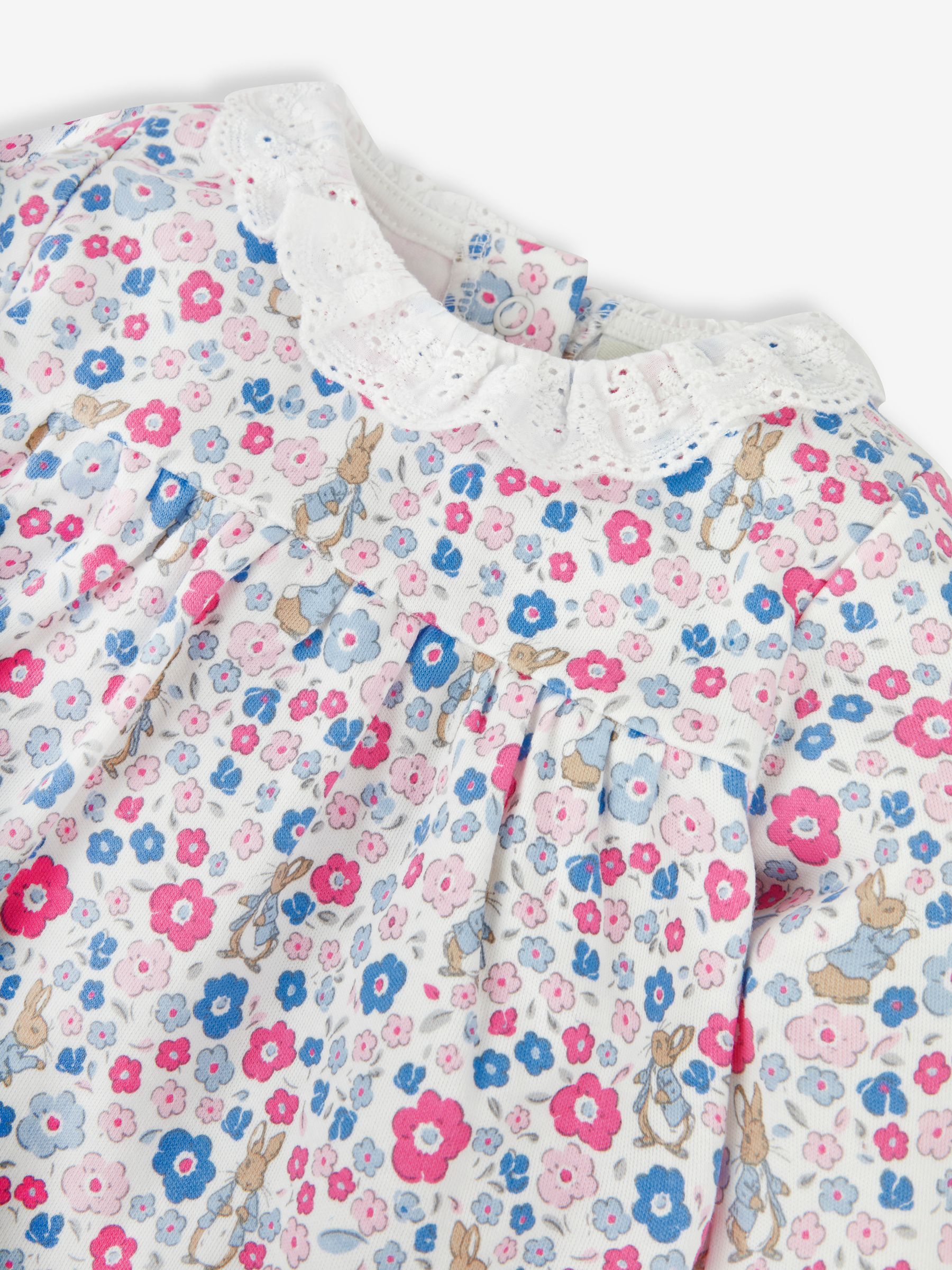 Blue Girls' Peter Rabbit Floral Tunic With Collar & Rib Leggings Baby Set - Image 6 of 8